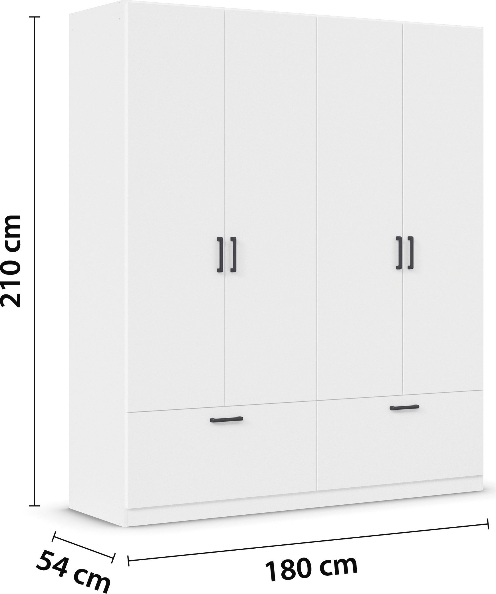 rauch Draaideurkast Kledingkast kast garderobe waskast BARI met lades en moderne greep in grijs metallic made in germany