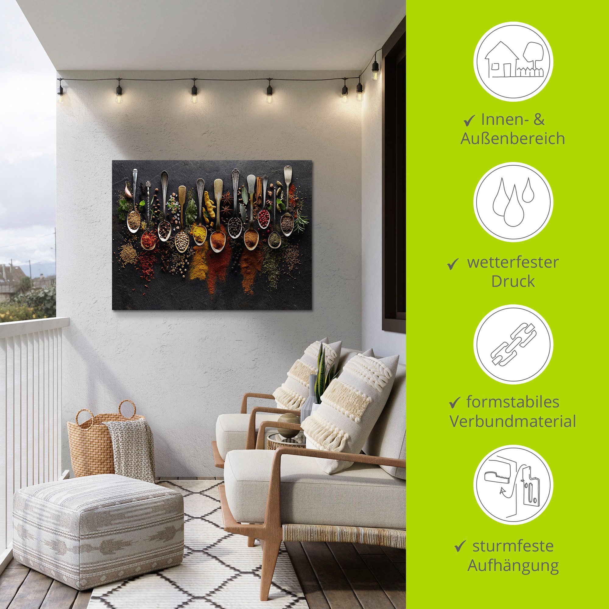 Artland Artprint Kruiden specerijen leisteen als artprint van aluminium, artprint voor buiten, artprint op linnen, poster, muursticker