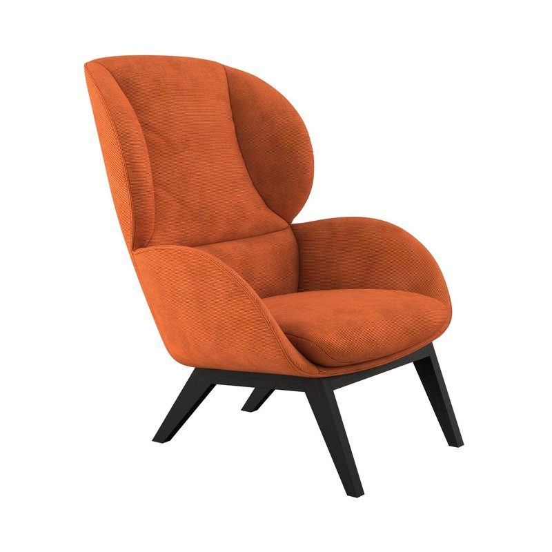 FLEXLUX Oorfauteuil Adria designstoel, loungestoel, Stijl & comfort, organische vorm, zwarte houten voet