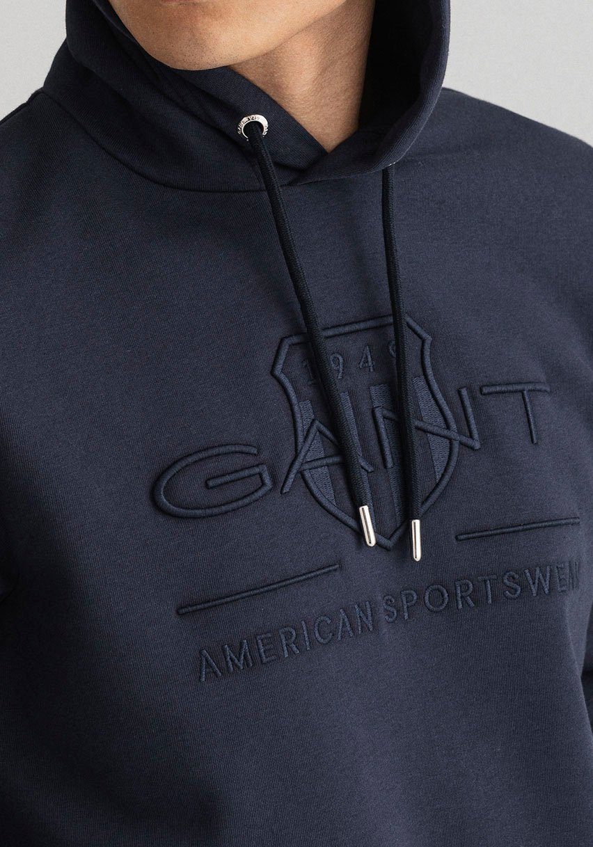 Gant Hoodie TONAL ARCHIVE SHIELD met boord aan mouwen en zoom