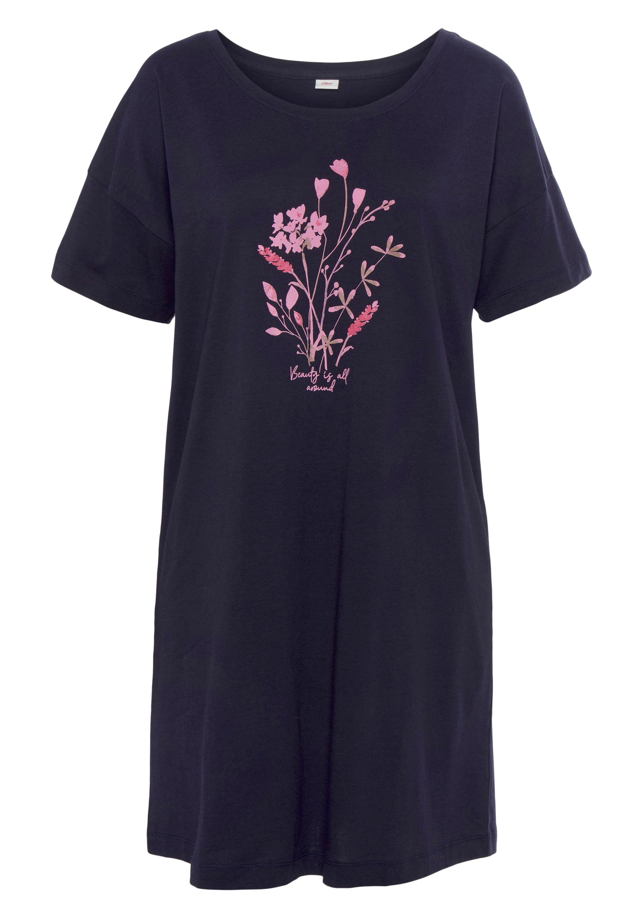 s.Oliver RED LABEL Beachwear Nachthemd met gebloemde frontprint (1-delig)