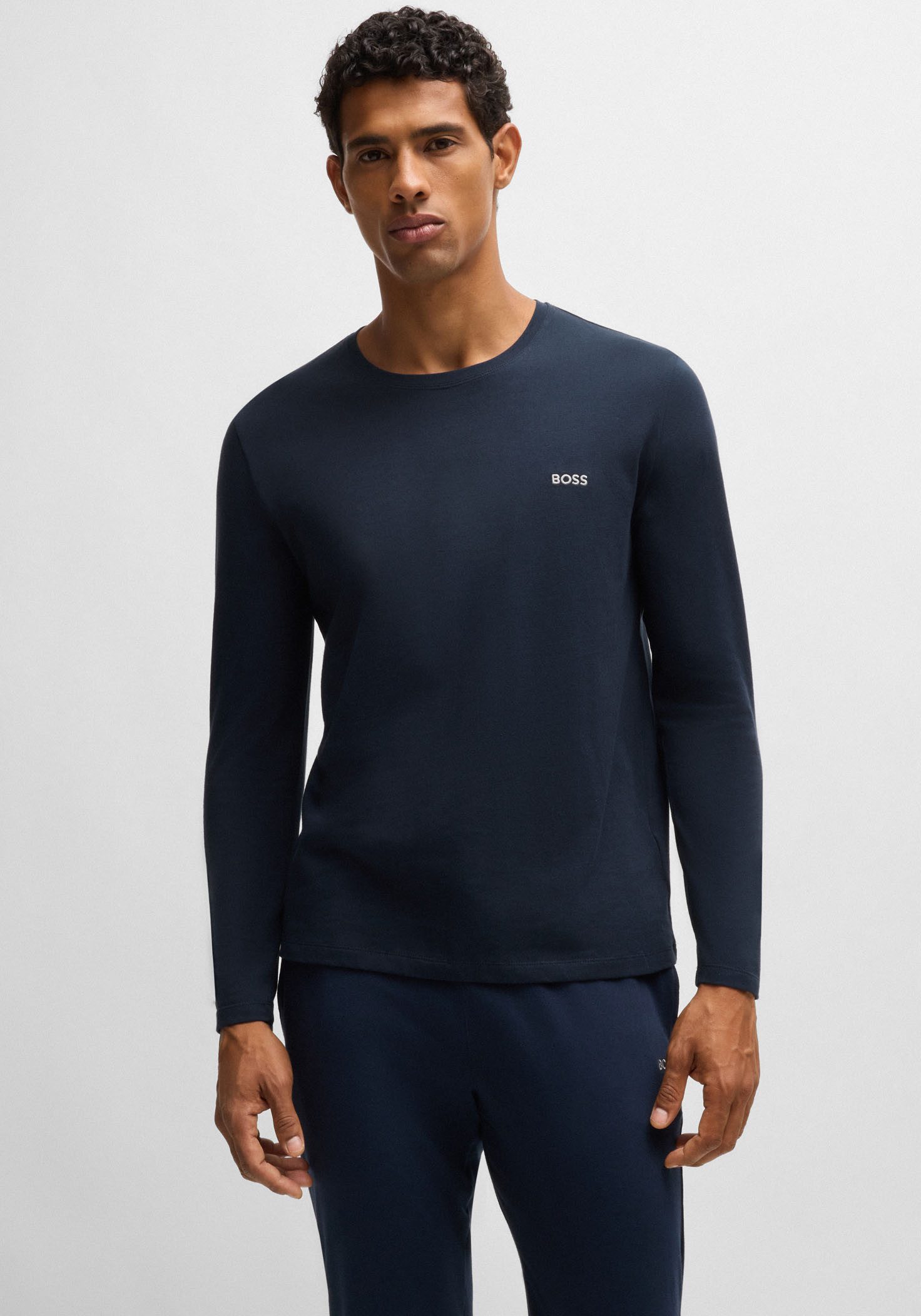 BOSS Shirt met lange mouwen Mix&Match LS-Shirt R met -borduursel op de borst