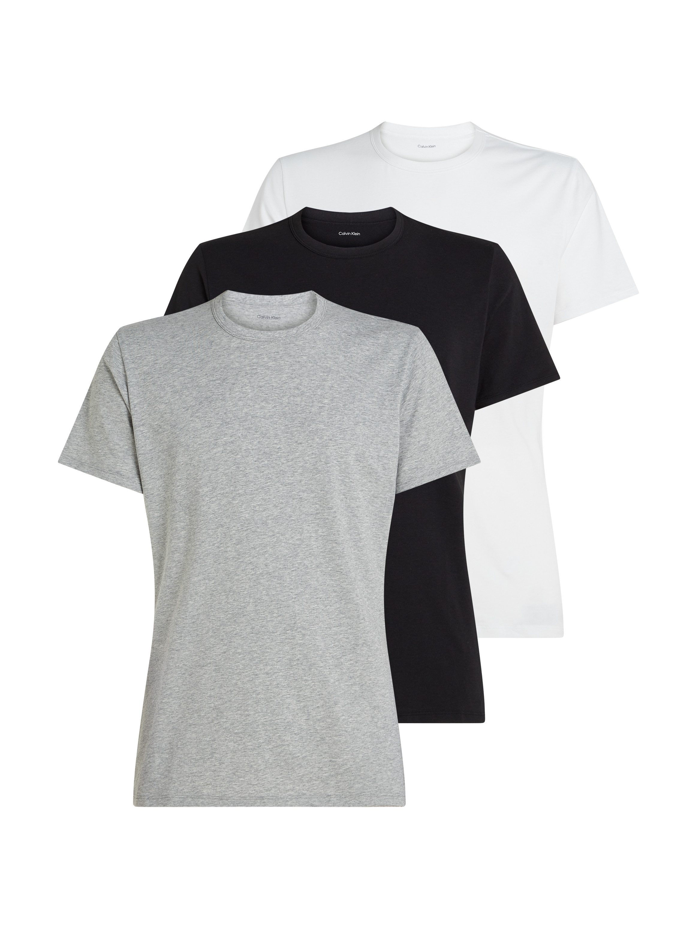 Calvin Klein T-shirt S/S CREW NECK 3PK met logo aan de zoom (3-delig, Set van 3)