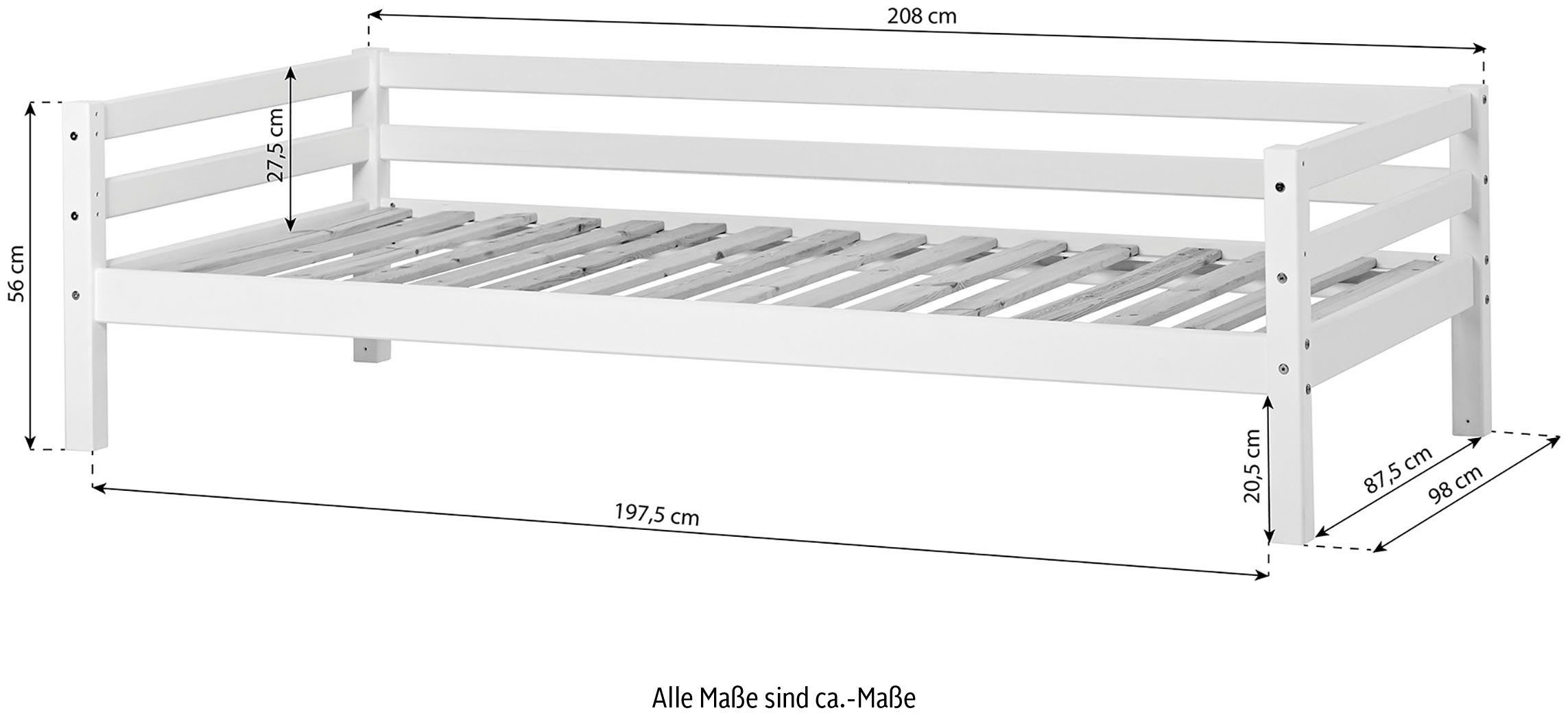 Hoppekids Slaapbank Romantiek Kinderbed met matras in 2 afmetingen