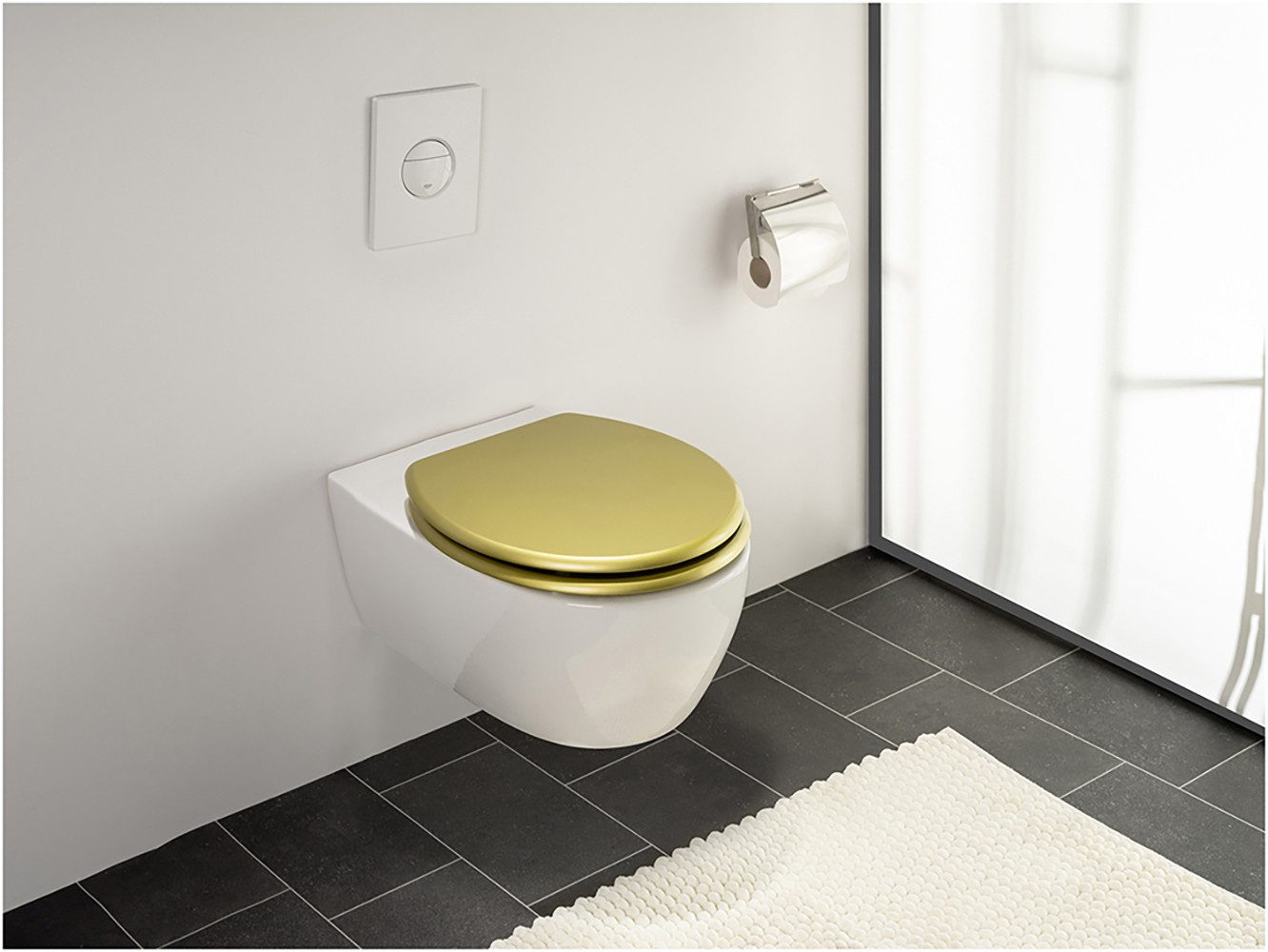 WENKO Toiletzitting Model Aldeno van mdf met roestvrijstalen bevestiging, geschikt voor spoelkast