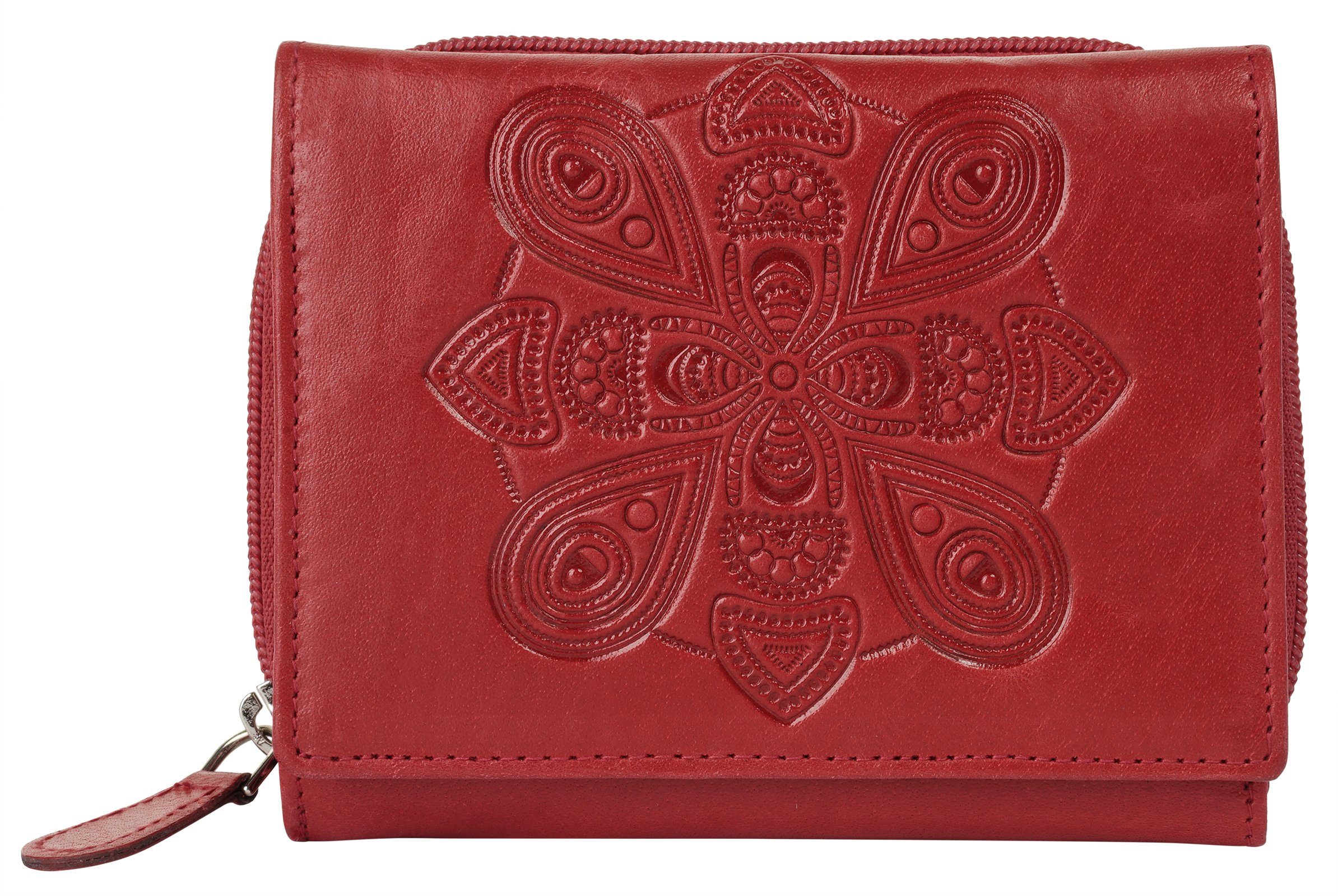 Bruno Banani Portemonnee Mandala echt leder unisex portemonnees rood