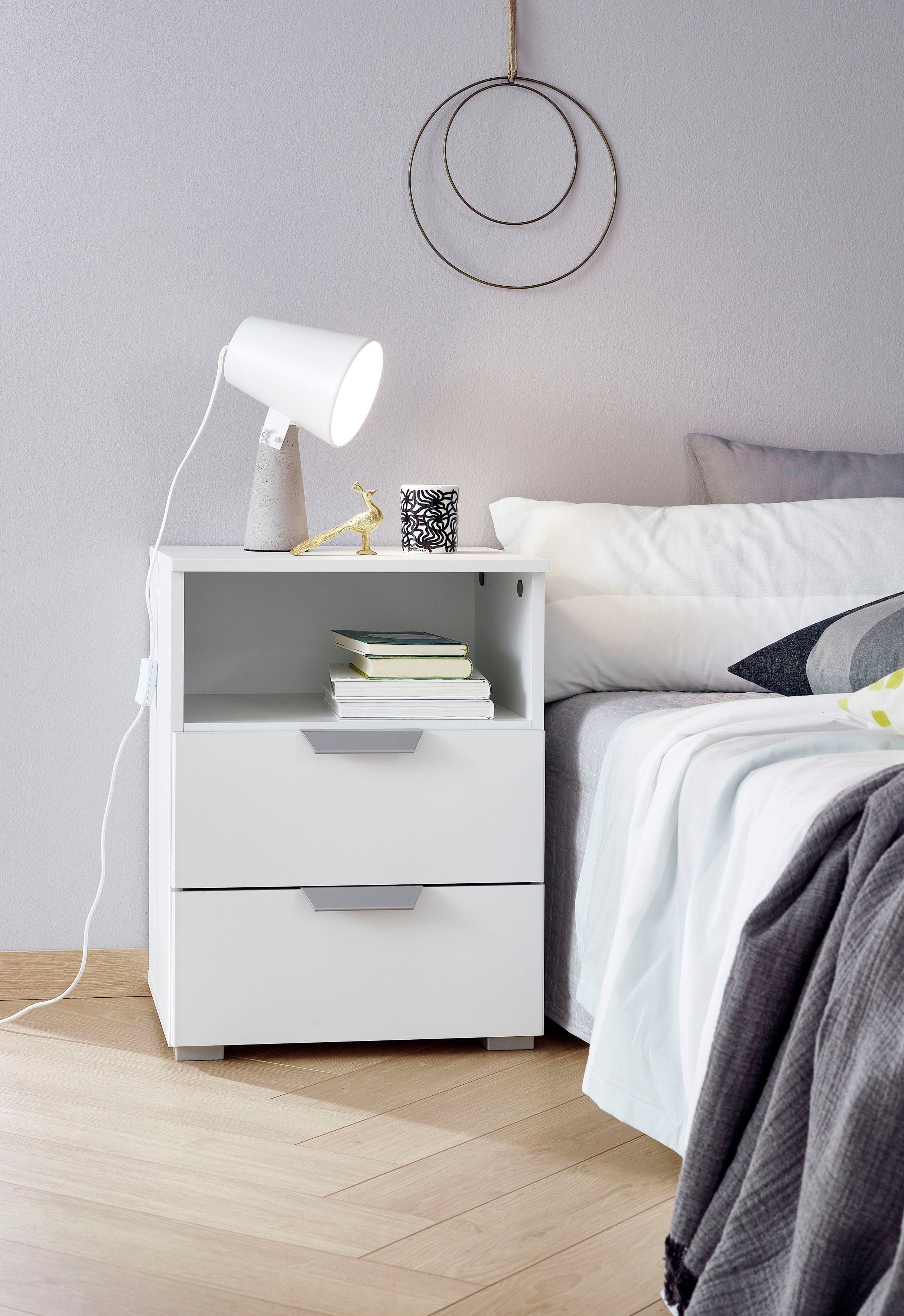 rauch Nachtkastje ORIAS in decor- of hoogglansfront met 2 lades en nis voor veel opbergruimte made in germany