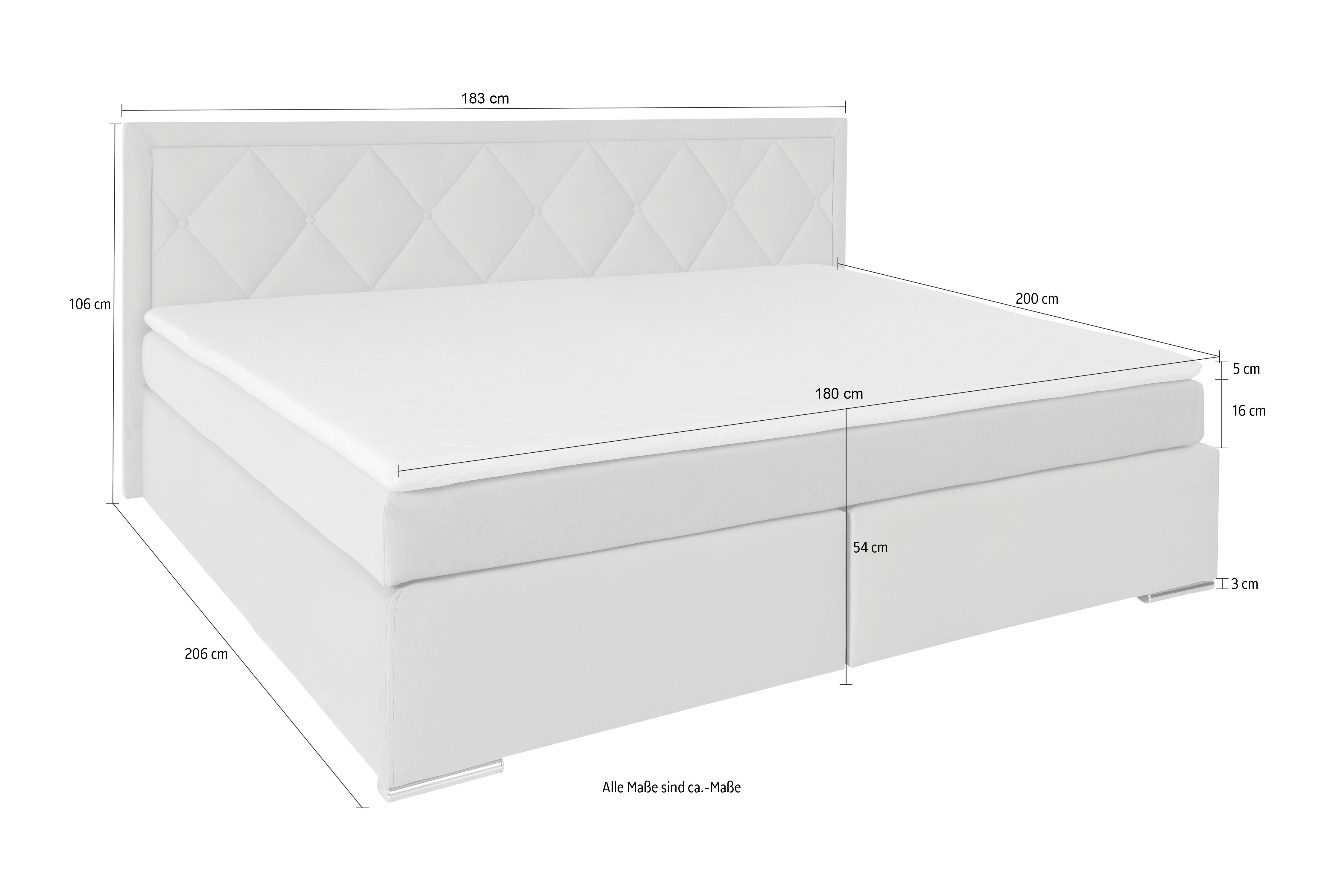 Leonique Boxspring Alfie, bestseller, optioneel met bedlade met capitonnage in het hoofdbord, h2, h3 en h4 ter keuze