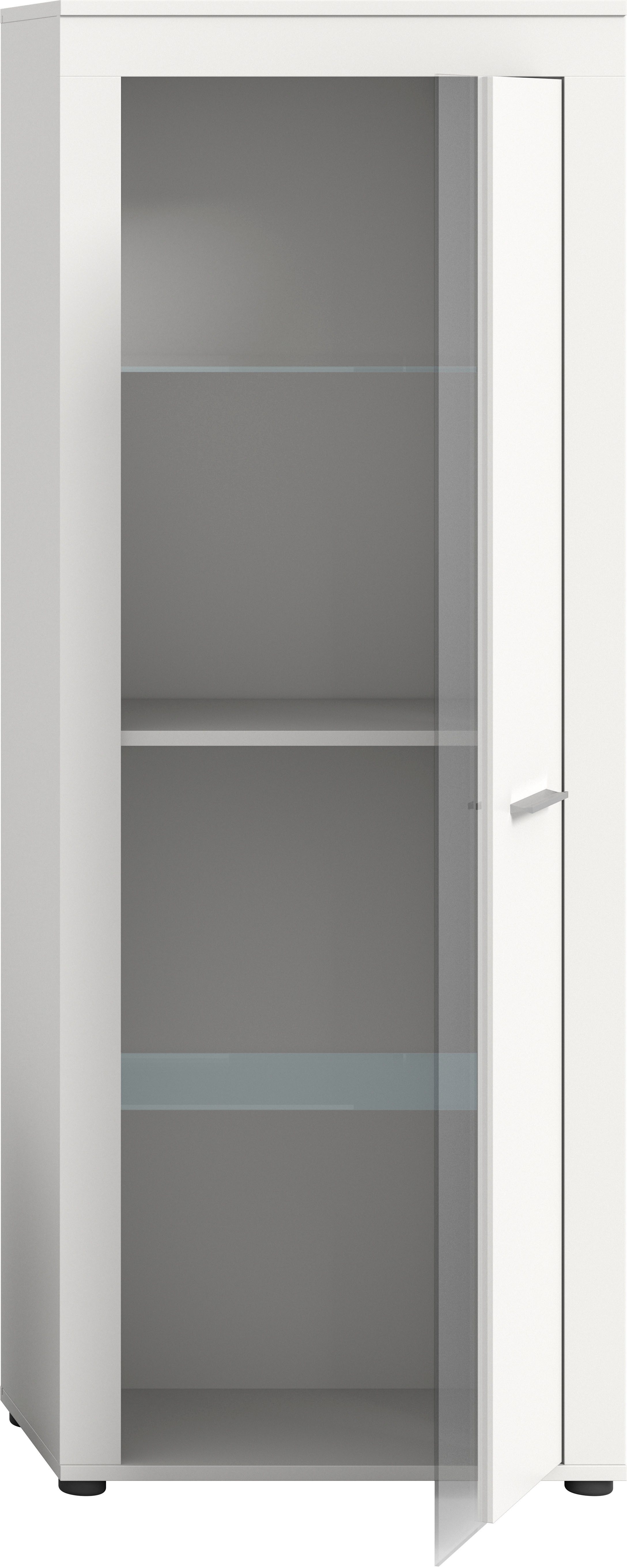 INOSIGN Vitrinekast Aosta, hoogte 159 cm, in verschillende kleuruitvoeringen 1 deur, 3 legplanken, 4 vakken, woonkamer, staande vitrine, glazen vitrine