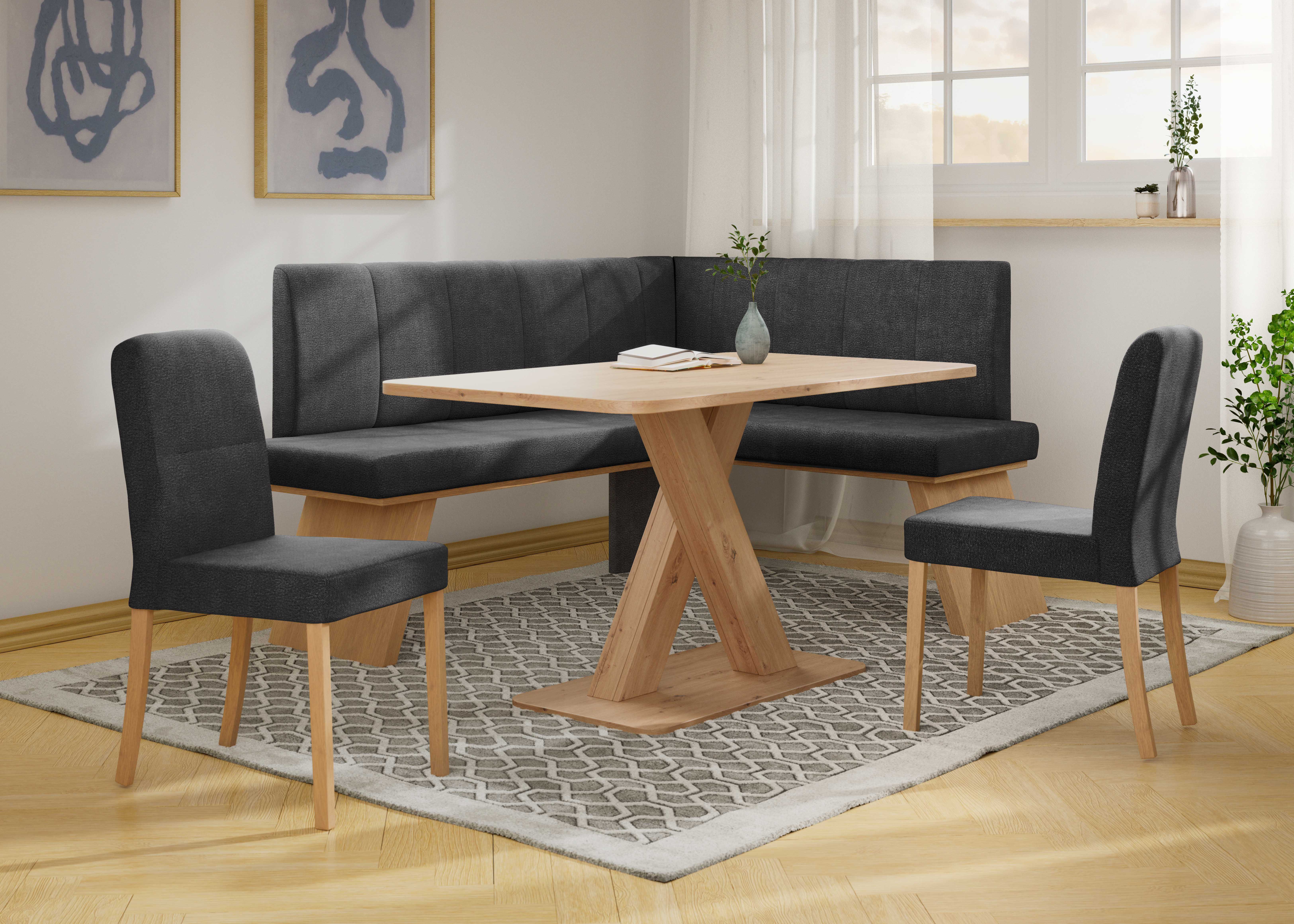 Home affaire Eethoek Nina Eetkamer zitgroep stoelen tafel en bank comfortabel gepolsterd (4-delig)