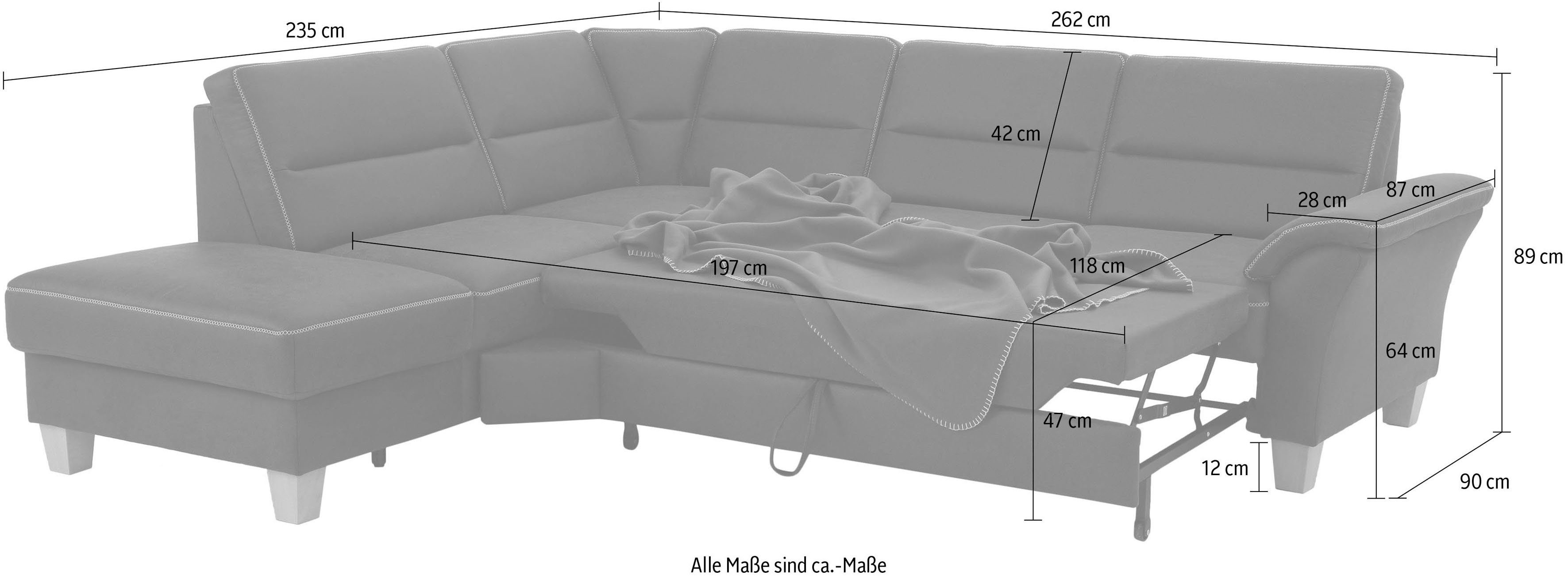 Home affaire Hoekbank Soleo L-model comfortabel door trapezehoek met relaxfunctie, ook met slaapfunctie