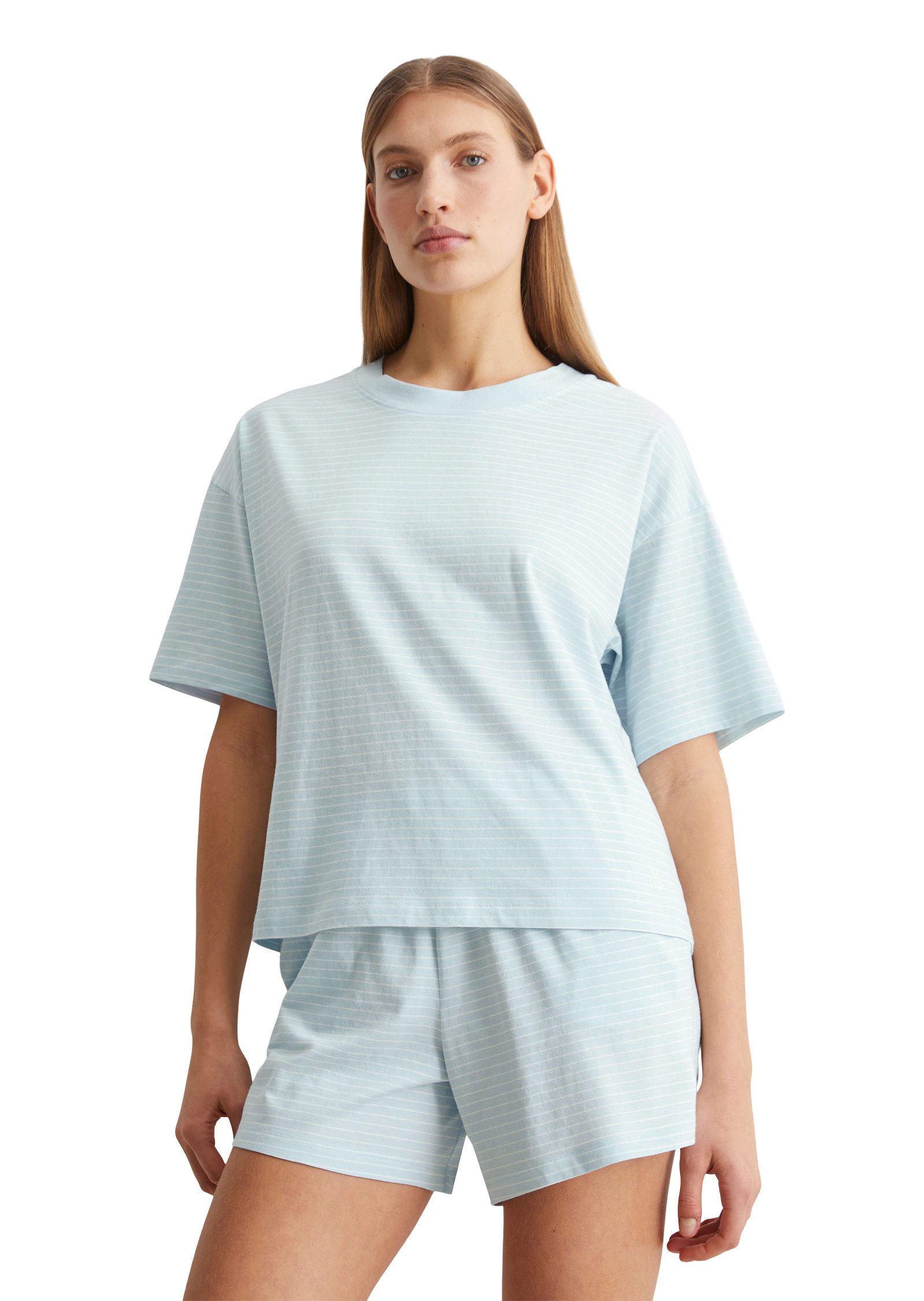 Marc O'Polo Shortama Mix & Match Cotton met fijn gestreept ontwerp (2-delig) dames shortama's maat L blauw