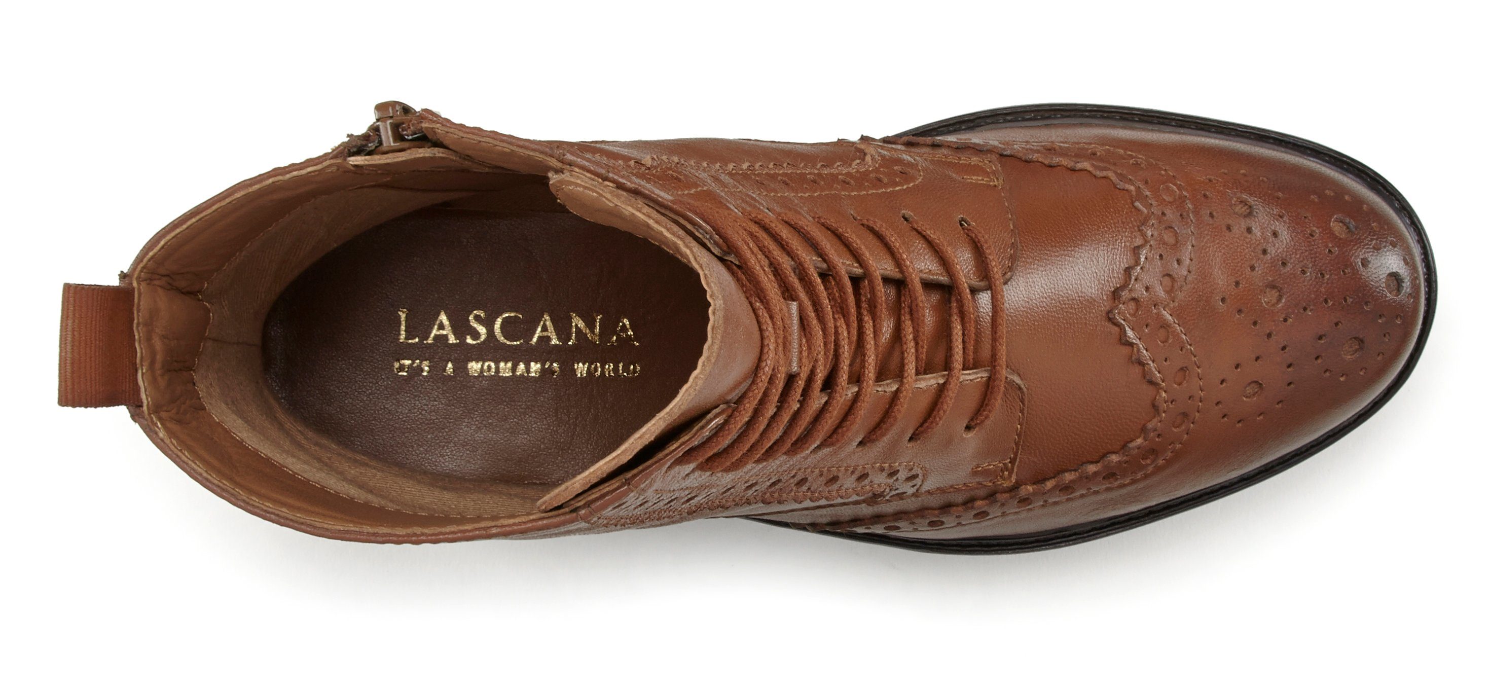 Lascana Veterschoenen Veterschoen, enkellaarsjes, leer, veters en rits