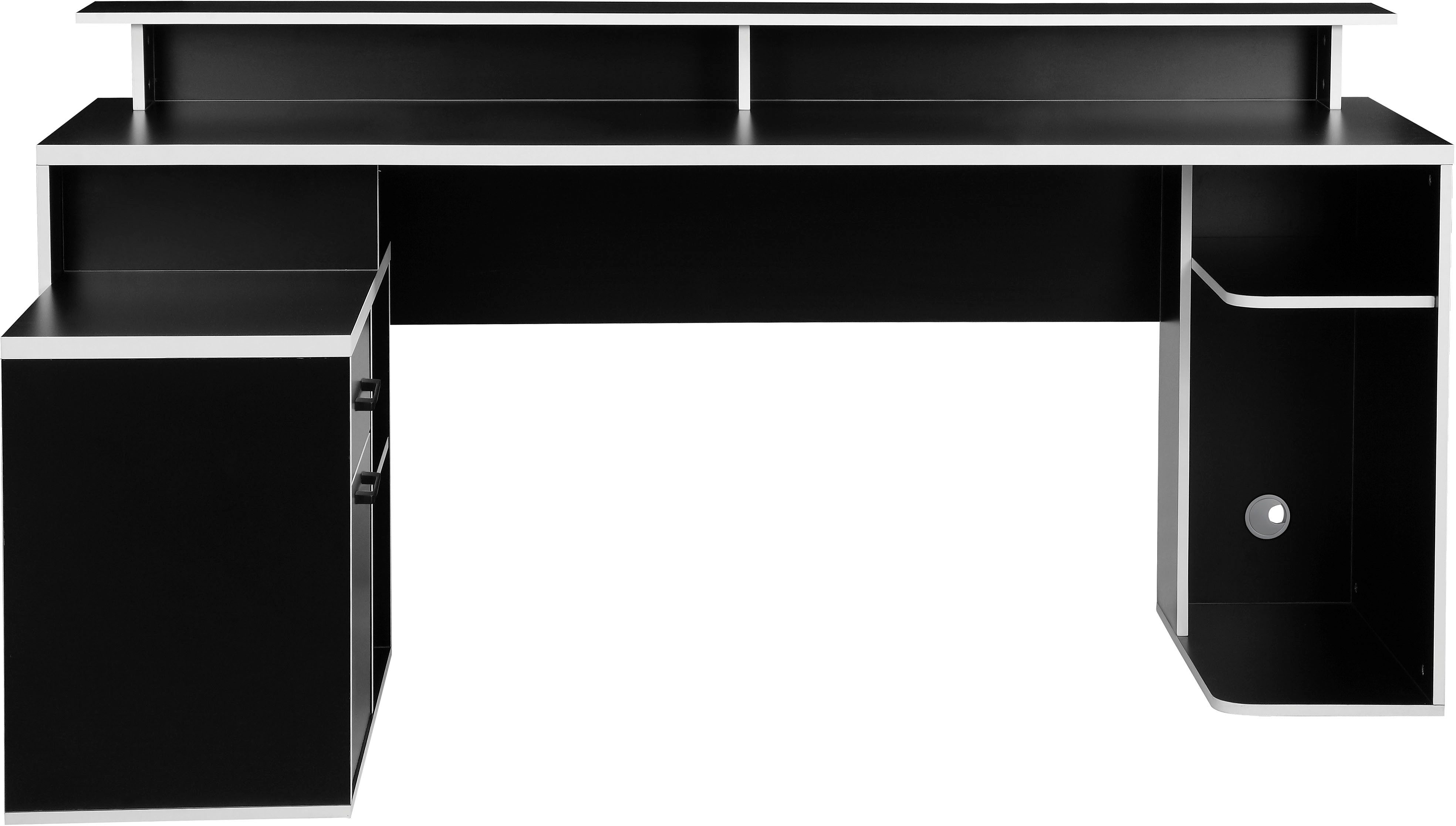 INOSIGN Gamingtafel Game, Computertisch, Hoekbureau , tower-vak, kabeldoorvoer, monitorsteun, opbergruimte, afmetingen 180x102 cm