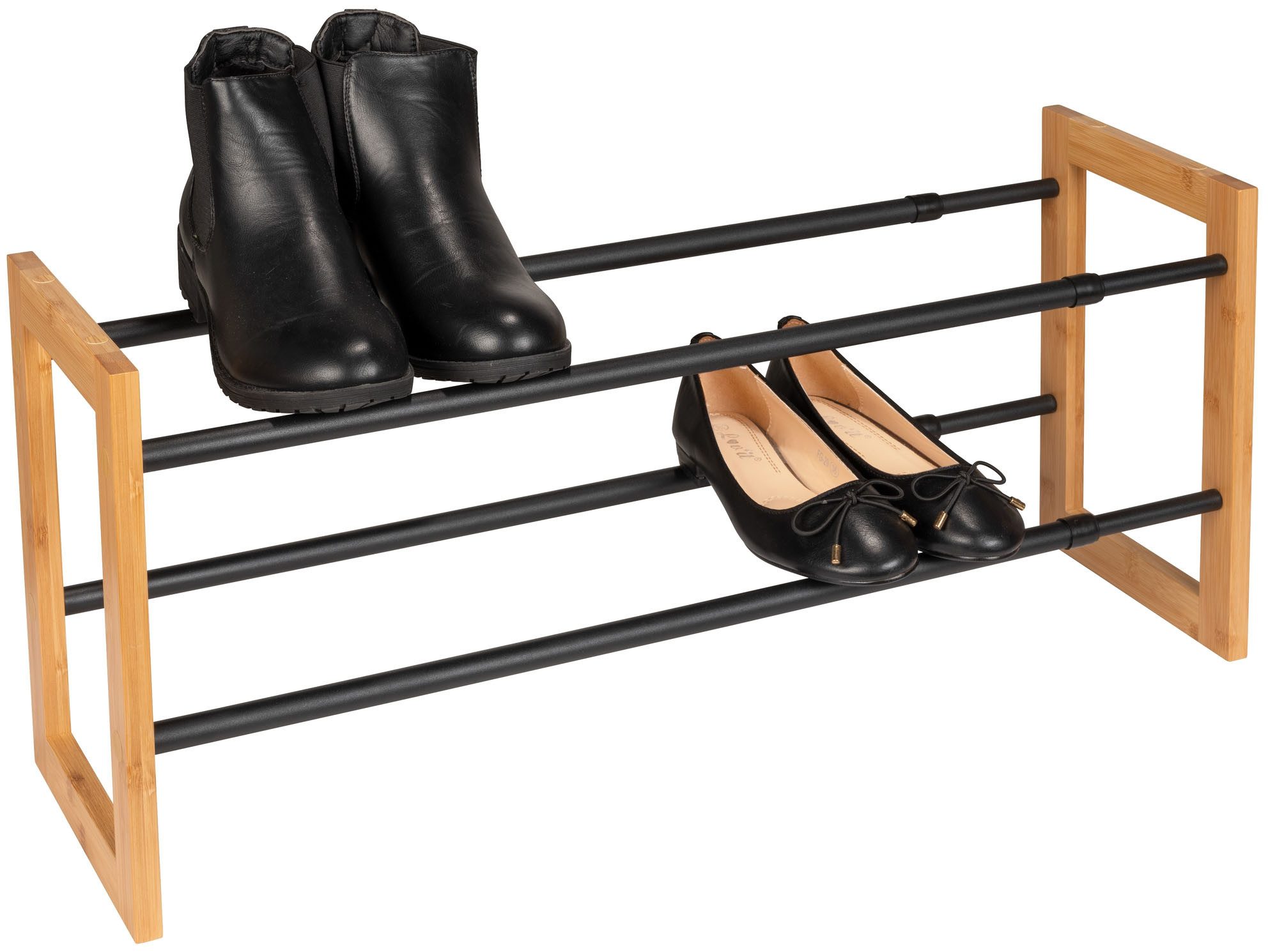 WENKO Schoenenrek Modell Ecori Schoenenkast met 2 planken, smal, uitschuifbaar en stapelbaar