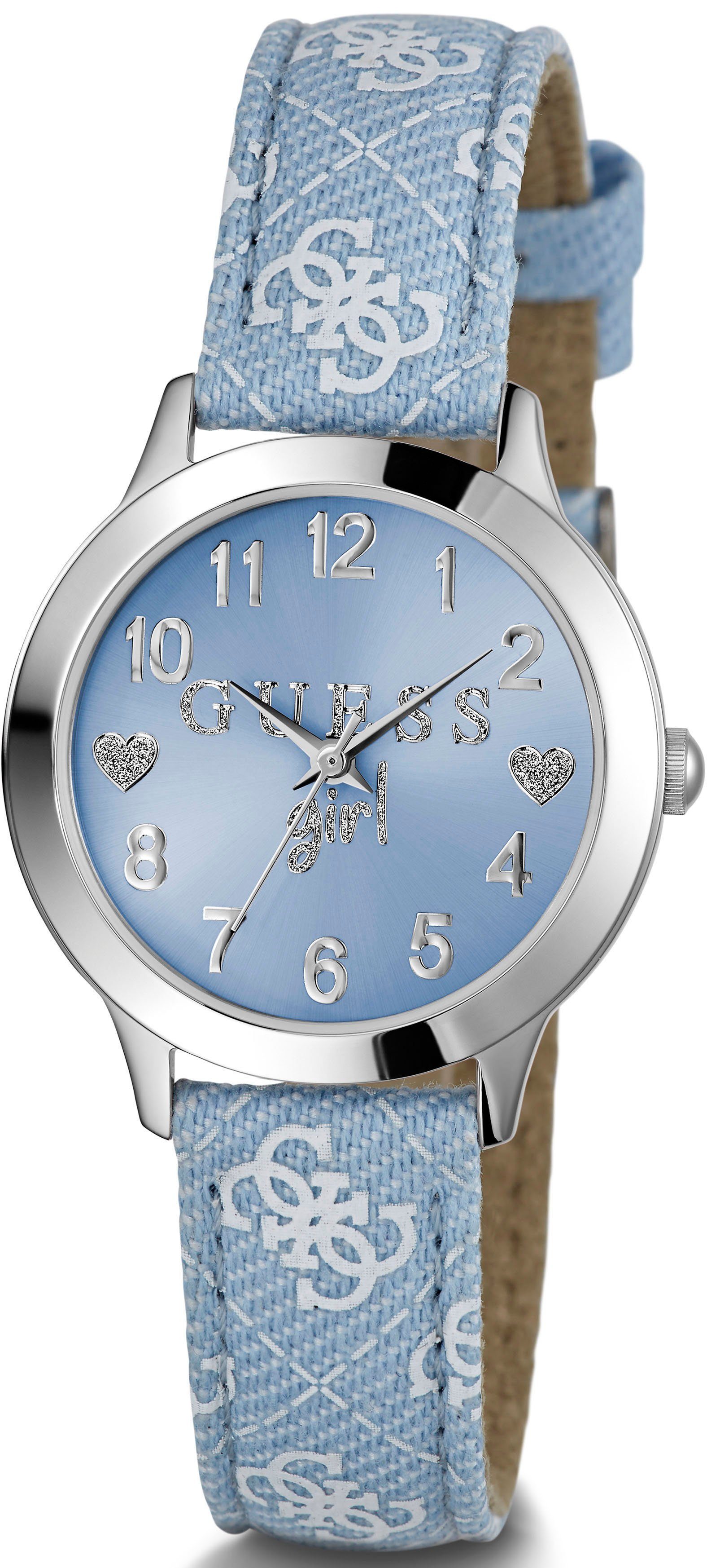 Guess Kwartshorloge Mandy Polshorloge, kinderhorloge, meisjeshorloge, textiel band, cadeau