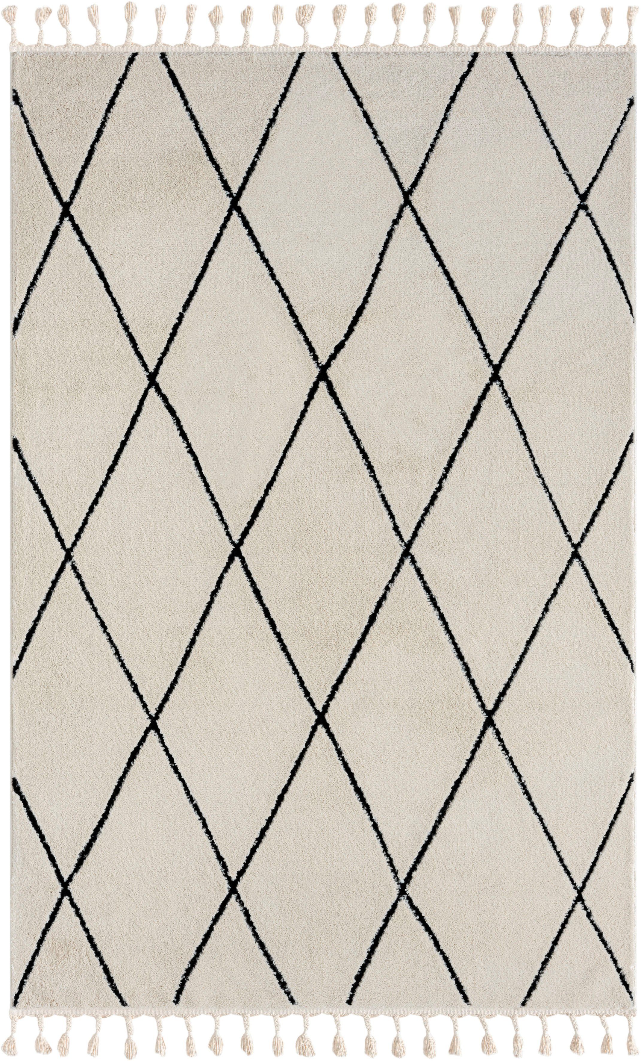 Myflair Möbel & Accessoires Hoogpolig vloerkleed Moroccan Diamond modern, marokkaans ontwerp, ruitenpatroon, zacht door hoogpolig