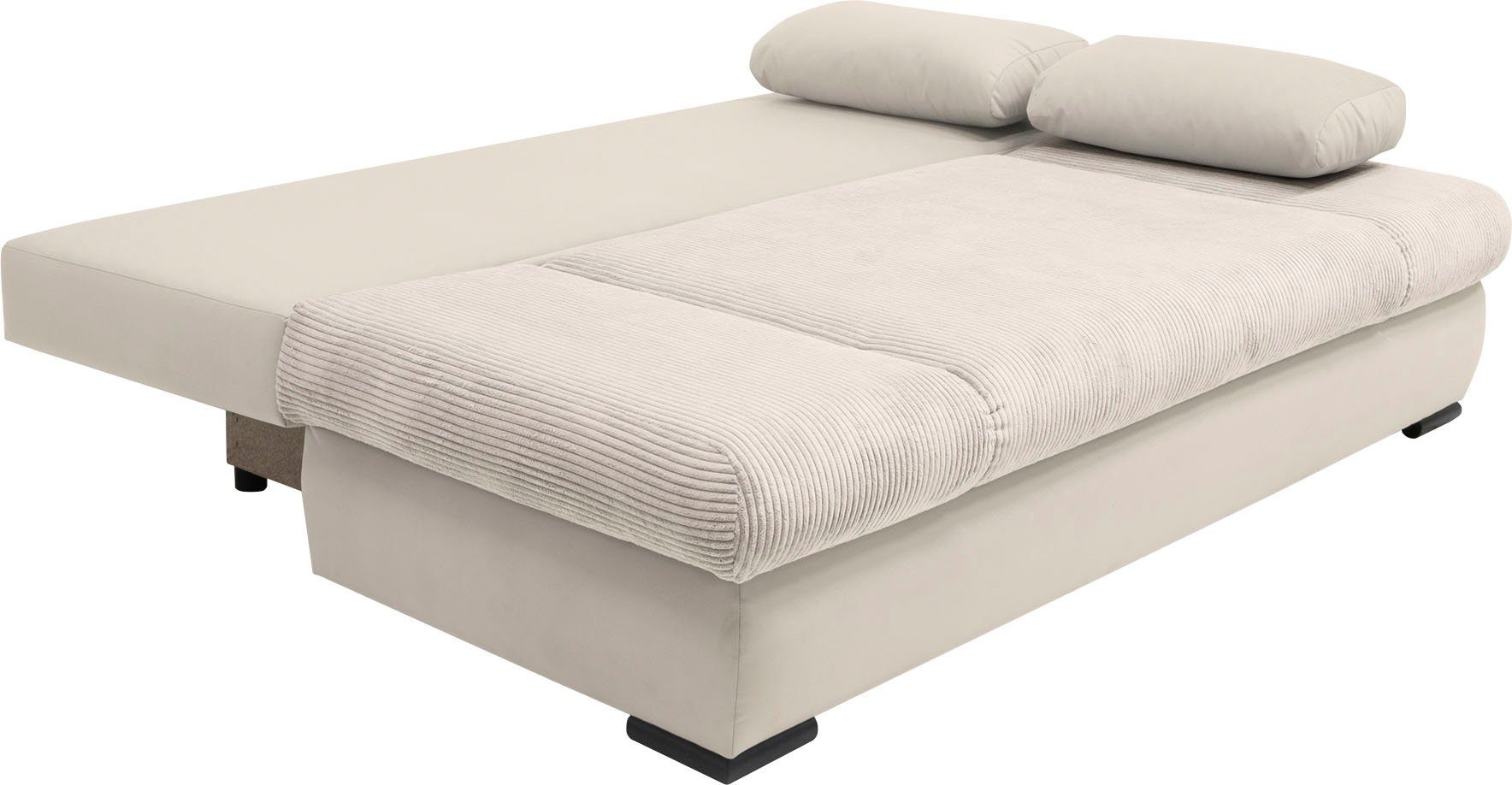 COLLECTION AB Slaapbank Chicago met slaapbank functie en bedbox, in mix van fluweel en ribfluweel