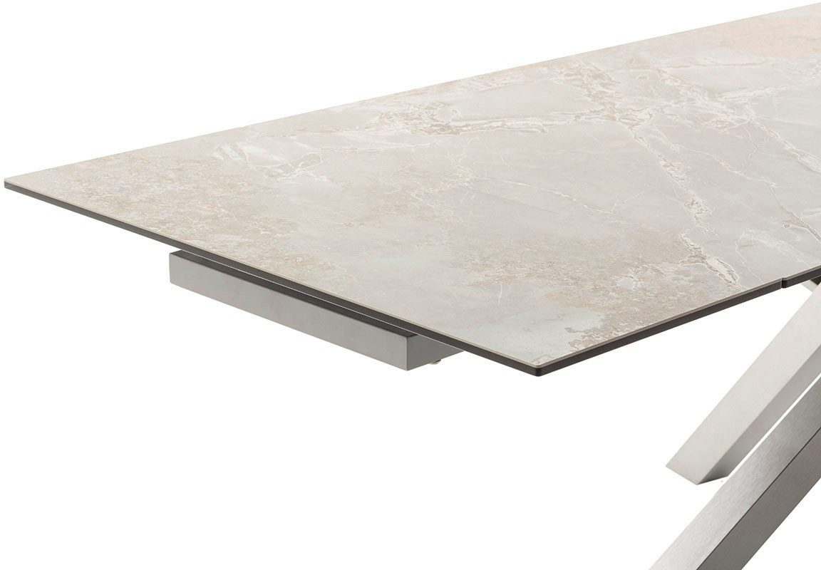MCA furniture Eettafel ALMIROS uitschuifbare tafel 180-260 cm gemarmerd Keramiek, roestvrij staal, marmer-look, uittrekbaar, belastbaar tot 100 kg, 8-10 personen