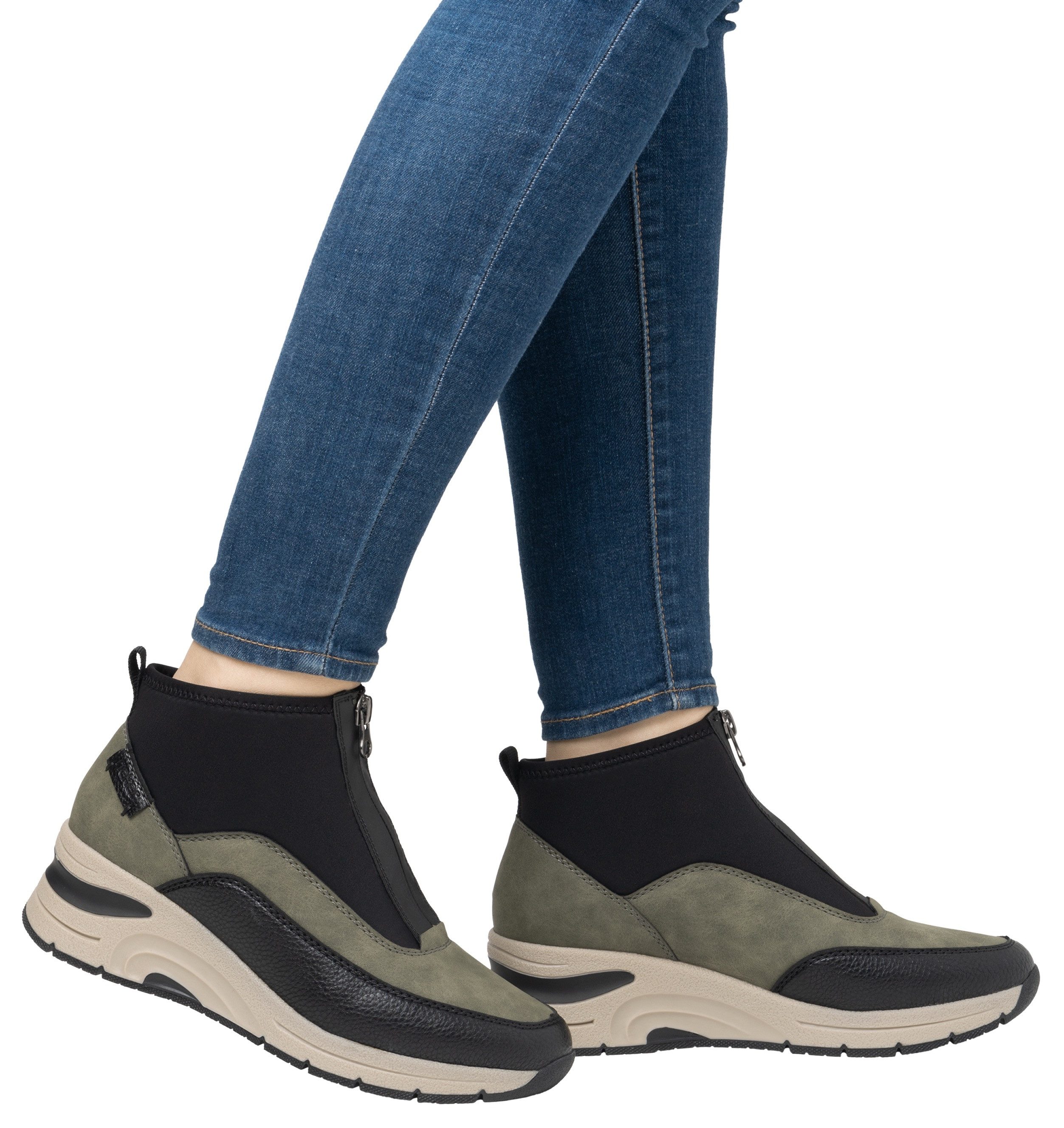 Rieker Sneakers , vrijetijdsschoen, high top sneaker, enkellaars met modieuze loopzool
