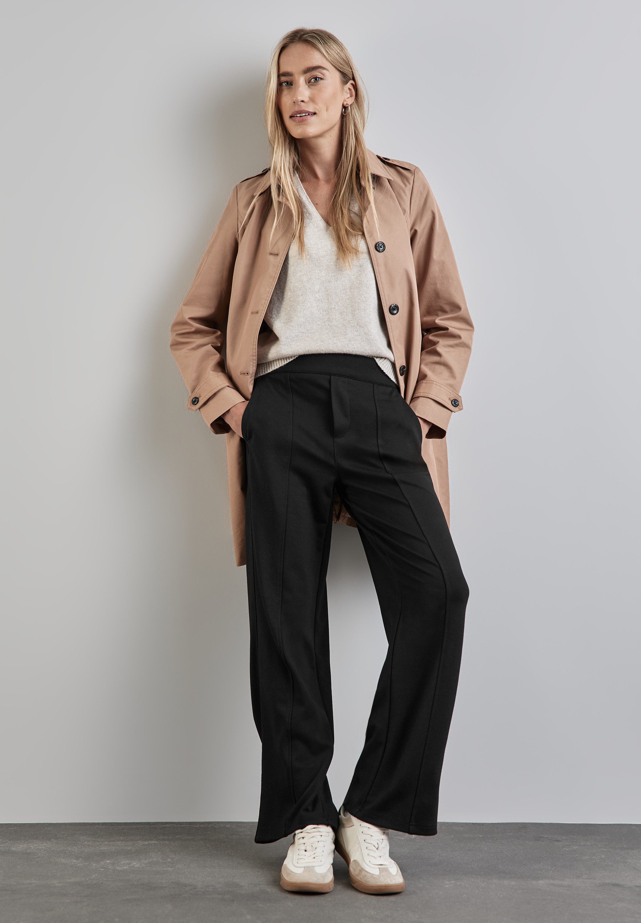 STREET ONE Taillehoge broek met deelnaden