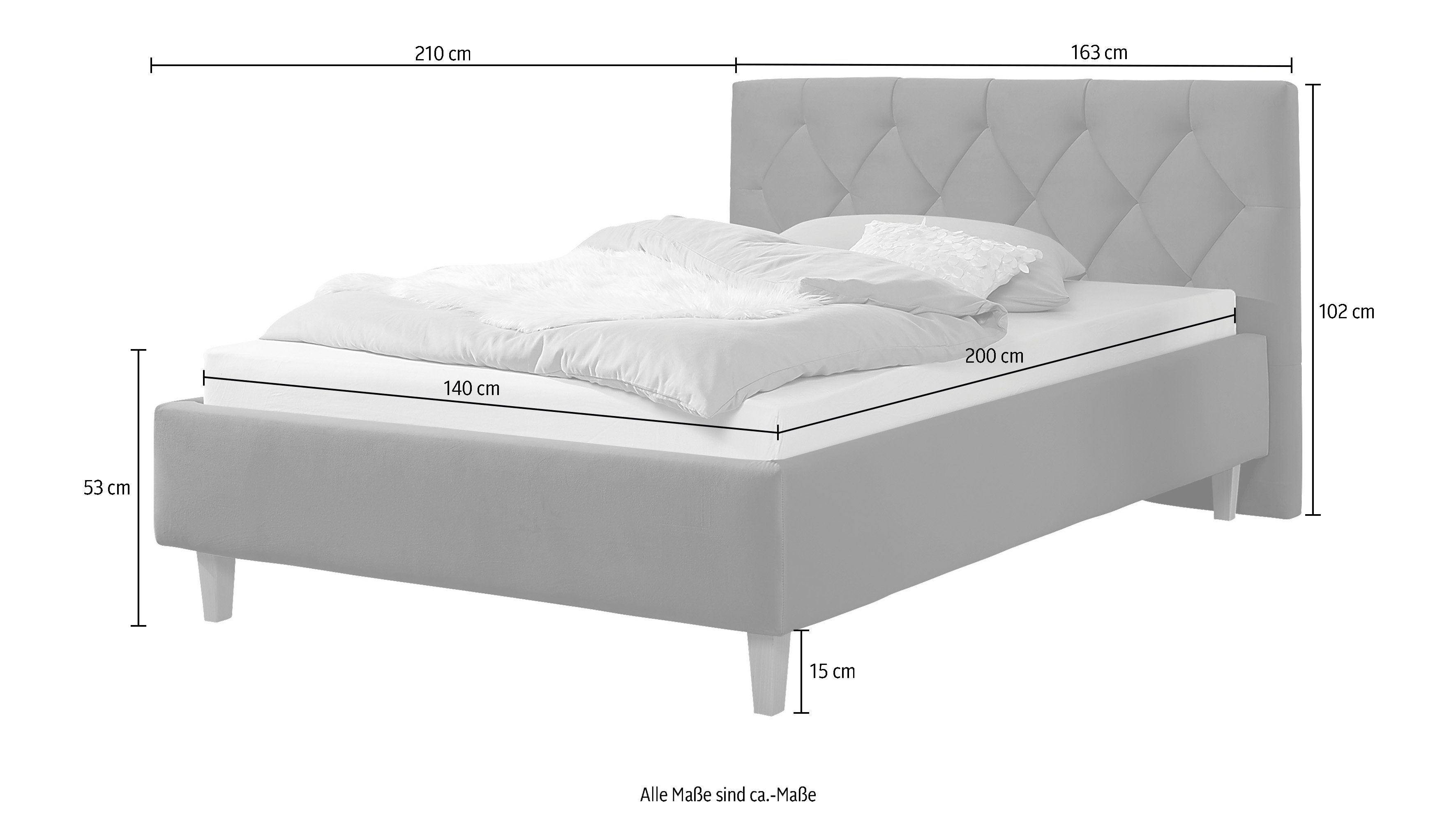 Guido Maria Kretschmer Home&Living Gestoffeerd bed Sunley 100 Kruisstiksel, hoofdbordhoogte 102 cm, zonder of met matras/lattenbodem