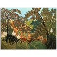 artland print op glas exotisch landschap met apen (1 stuk) groen