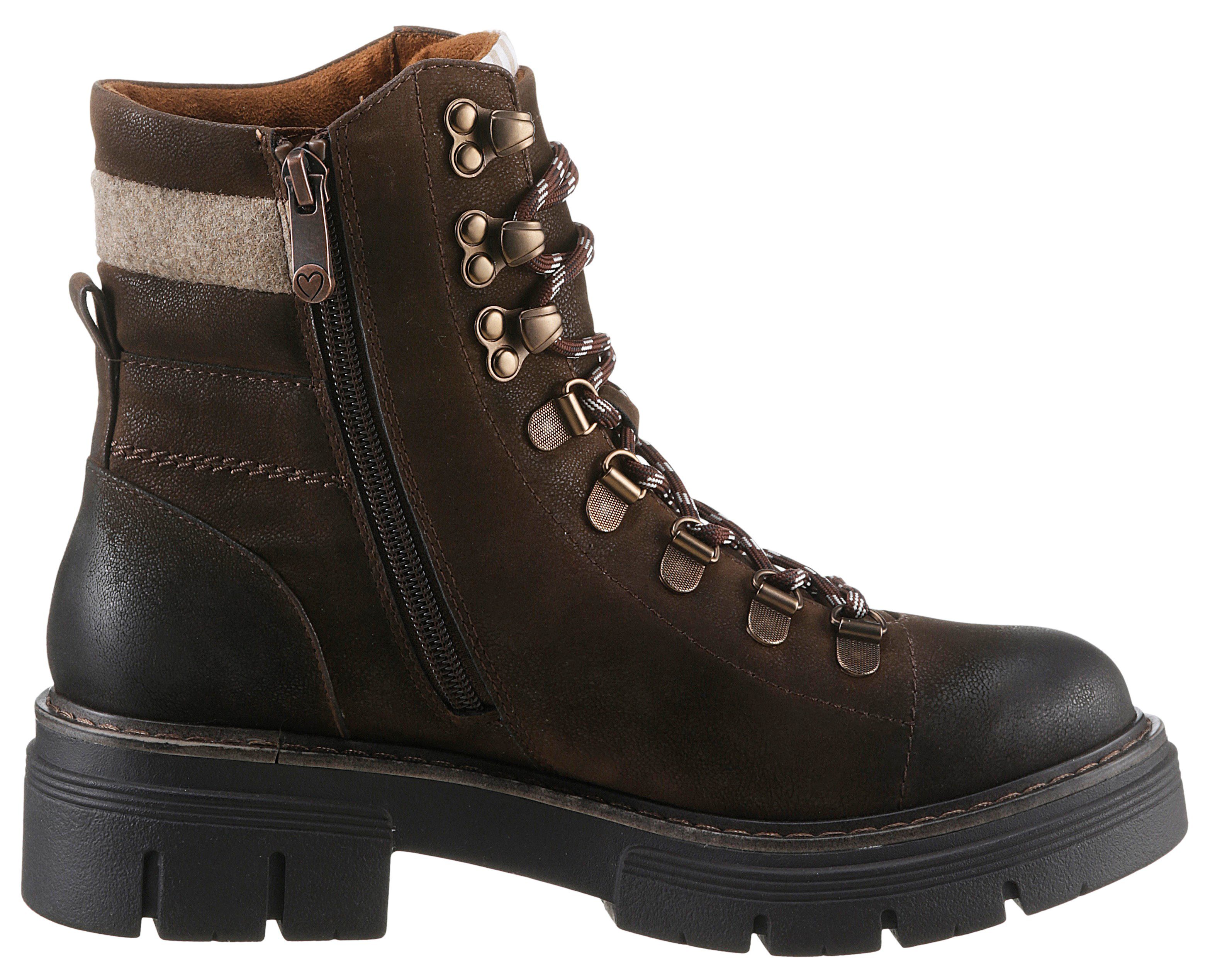 Marco Tozzi Veterschoenen blokhak, outdoormode, enkellaars in bergbeklimmerlook