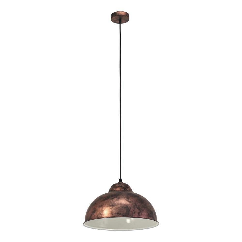 EGLO Hanglamp TRURO 2 hanglamp, eettafellamp, staal, roestlook, wit, E27 Eetkamerlamp, eettafel hanglamp, metaal in roestlook, E27 fitting (1 stuk)