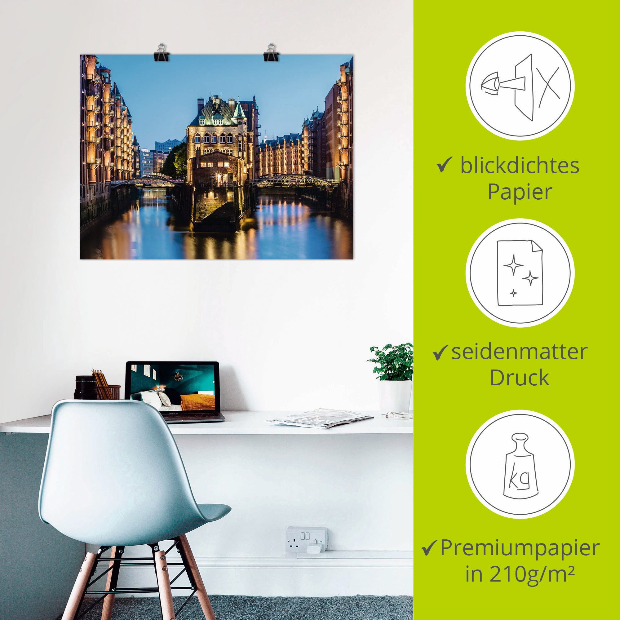 Artland Artprint Hamburg Waterkasteel in Speicherstadt 2 als artprint van aluminium, artprint voor buiten, poster in diverse formaten
