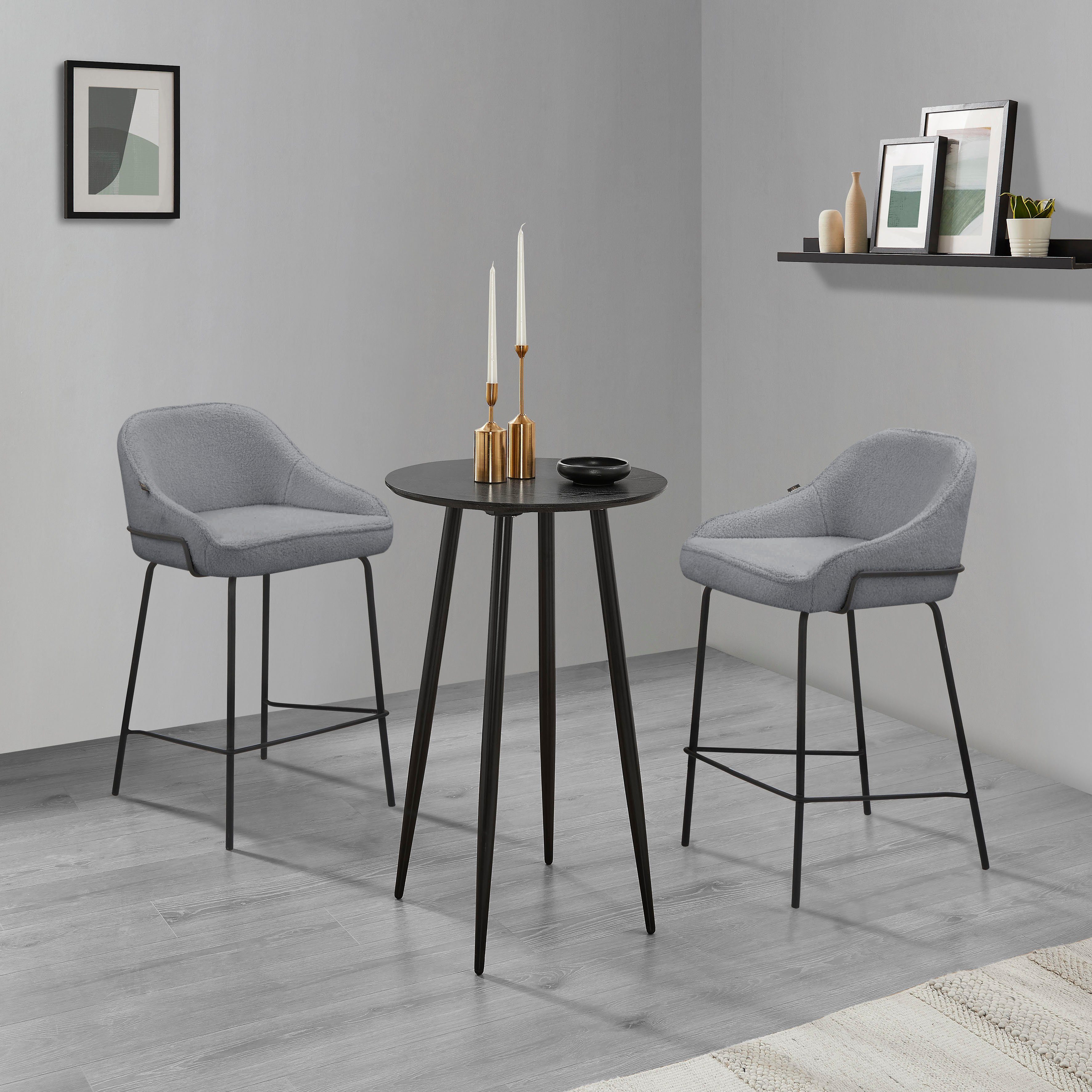Leonique Stoel met 4 poten Puant met stof van polyester/gerecycled polyester, zithoogte 65 cm (2 stuks)