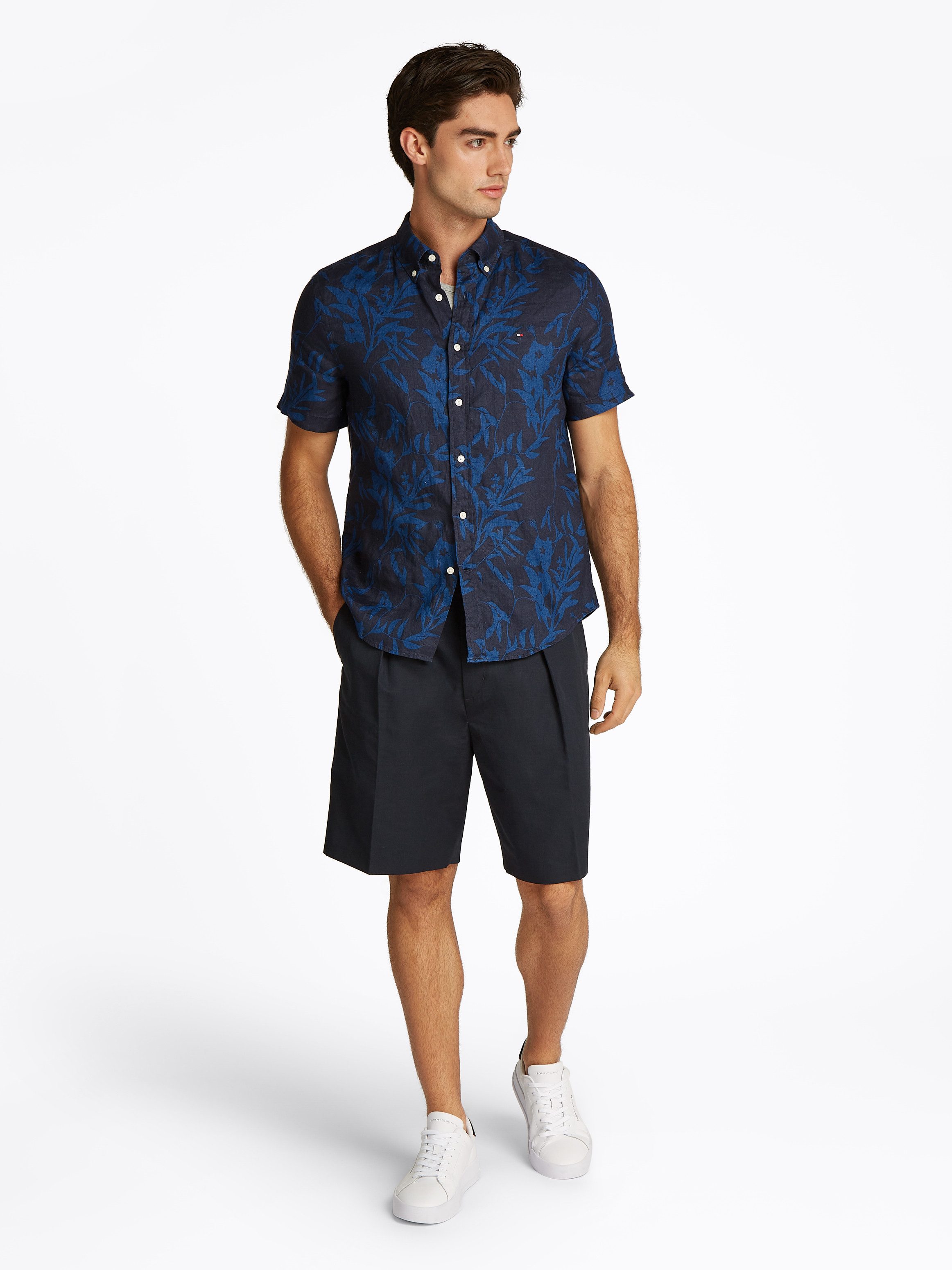 Tommy Hilfiger Linnen overhemd LINEN TROPICAL PRT SS RF SHIRT