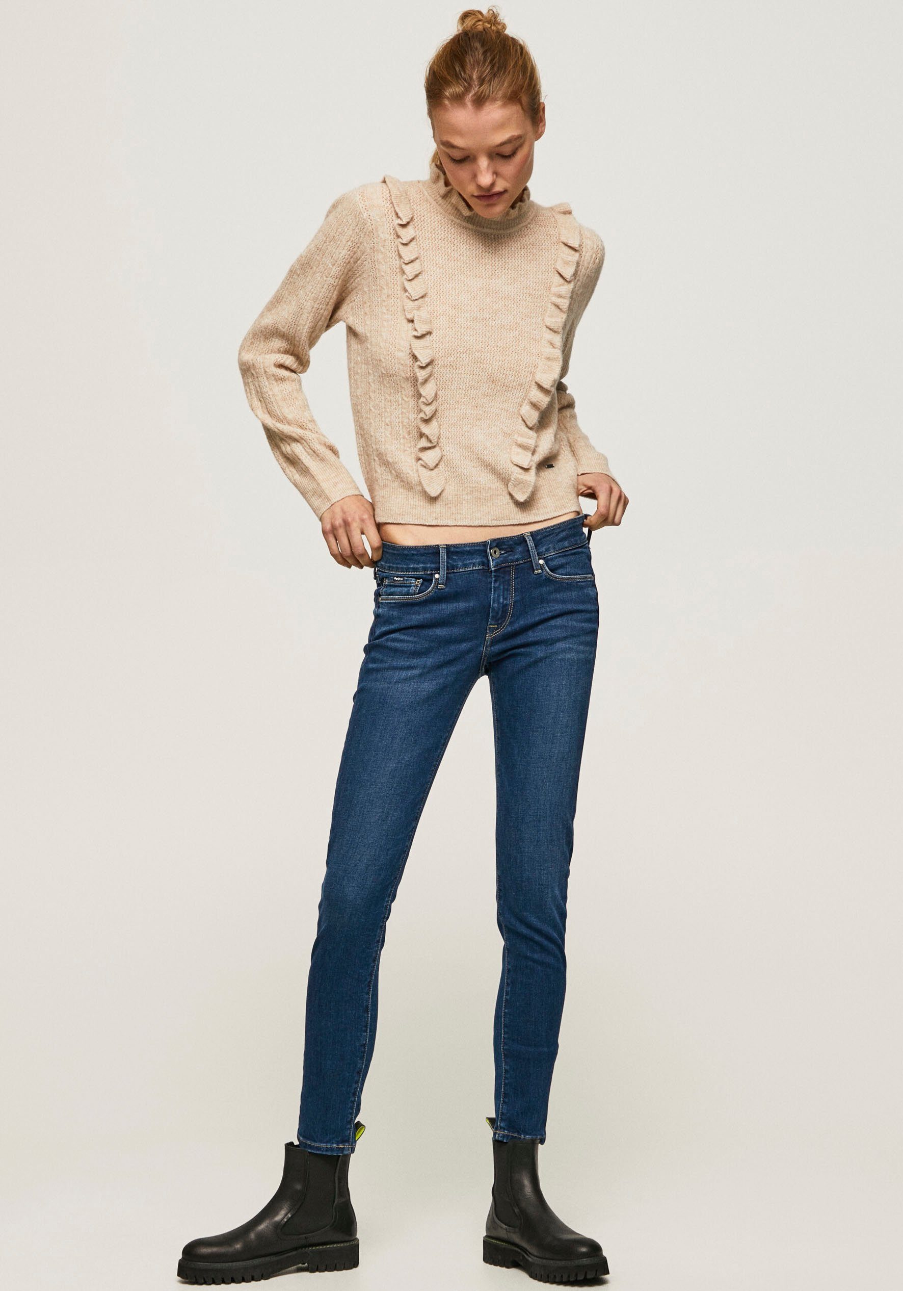 Pepe Jeans Skinny fit jeans SOHO in 5-pocketsstijl met 1-knoop en stretchaandeel