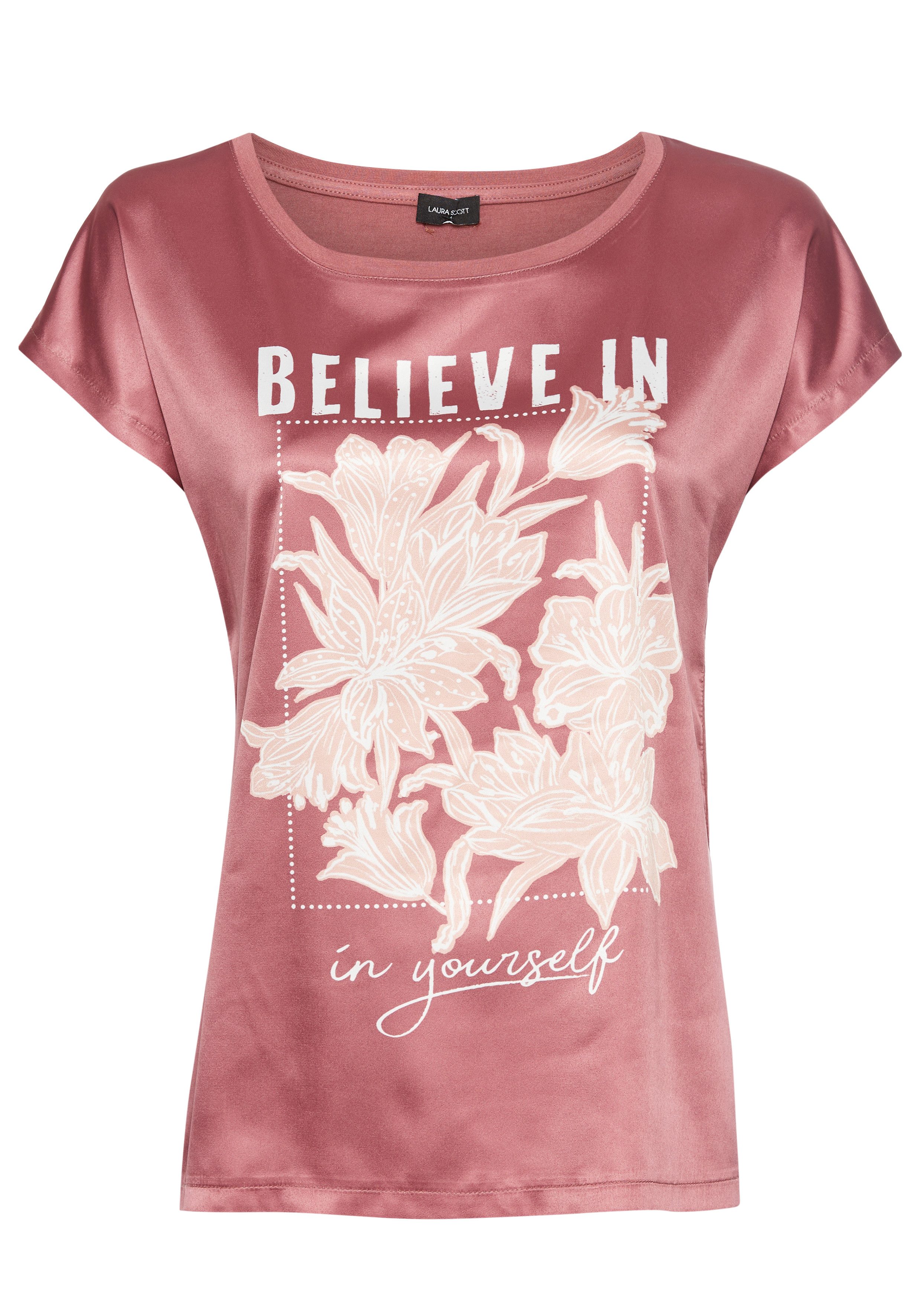 Laura Scott Shirtblouse met u-hals en decoratieve bloemenprint - nieuwe collectie