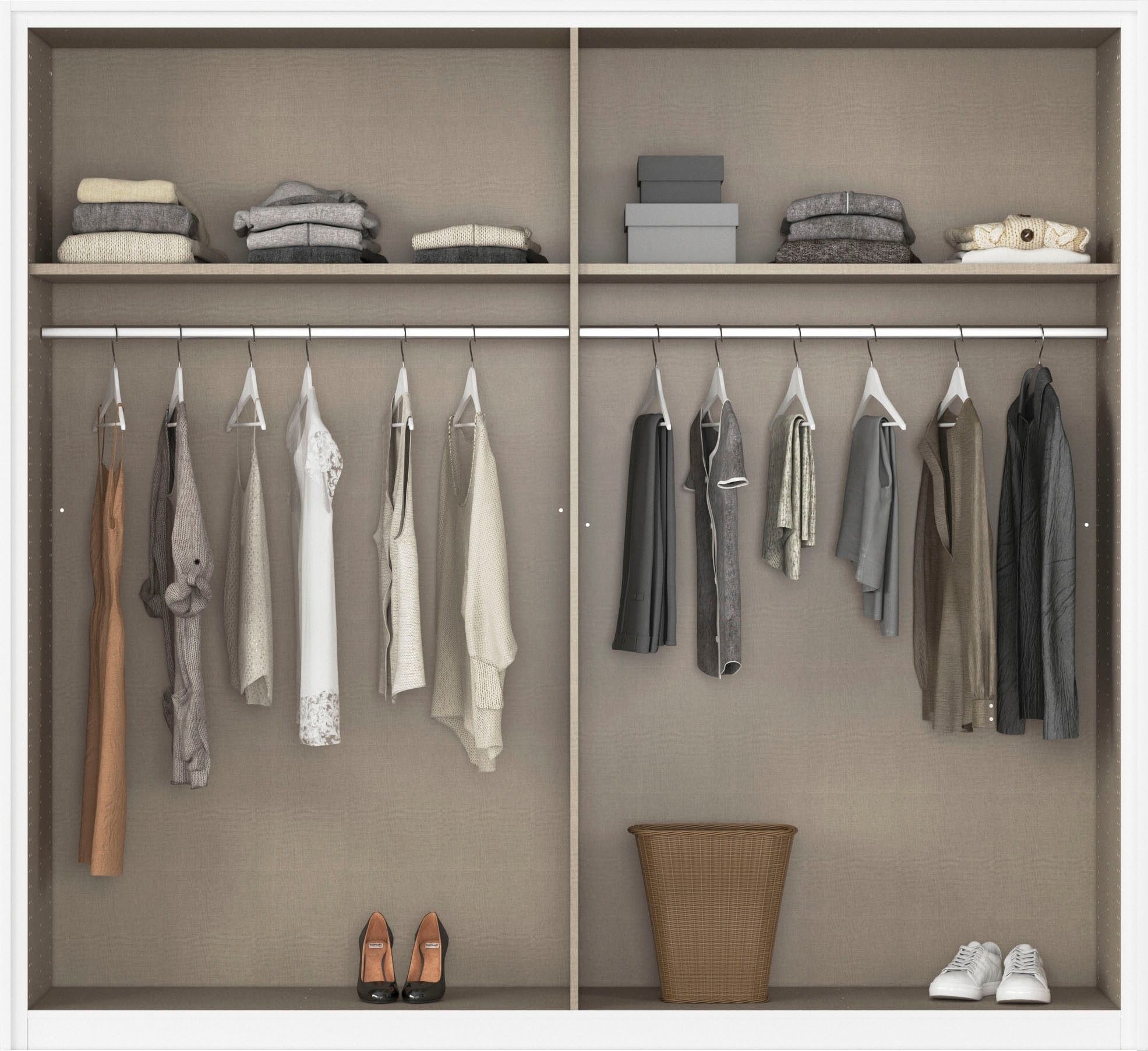rauch Zweefdeurkast Kledingkast draaideurkast kast garderobe KRONACH TOPSELLER met spiegel en veel opbergruimte, metalen greepstrips, made in germany