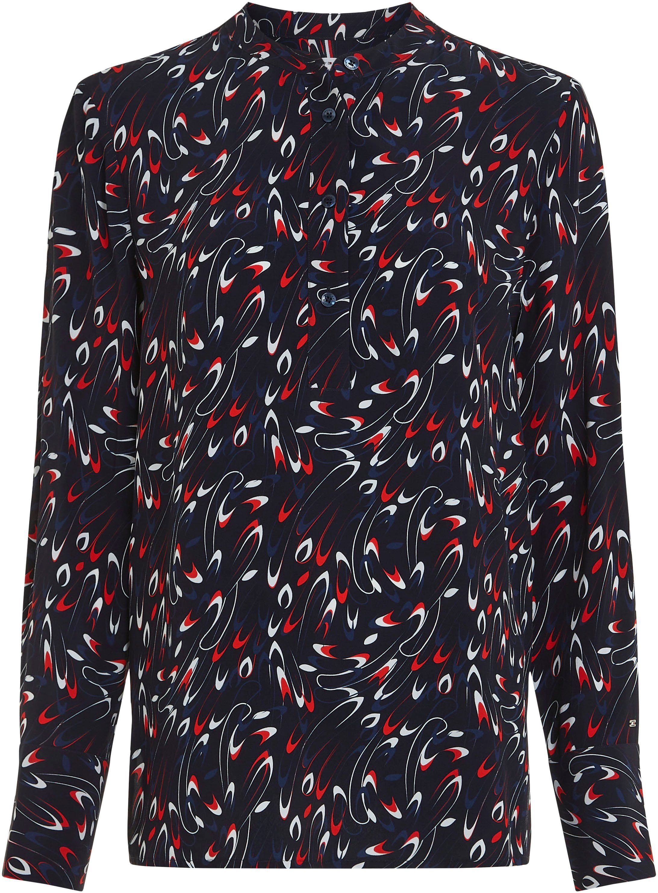Tommy Hilfiger Blouse met lange mouwen SMALL RIBBON COLLARLESS REG LS