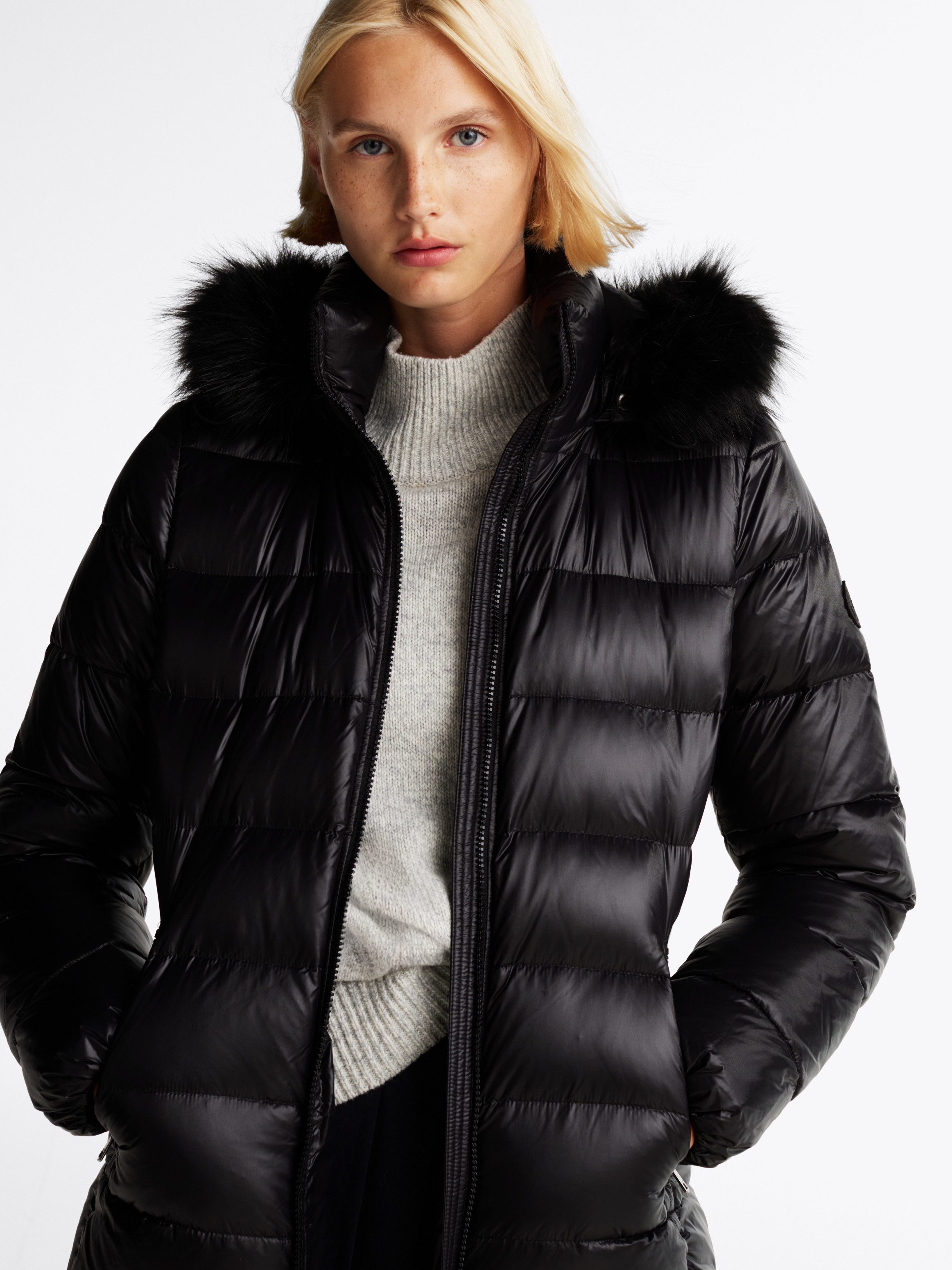 Tommy Hilfiger Lange jas met gestempeld logo