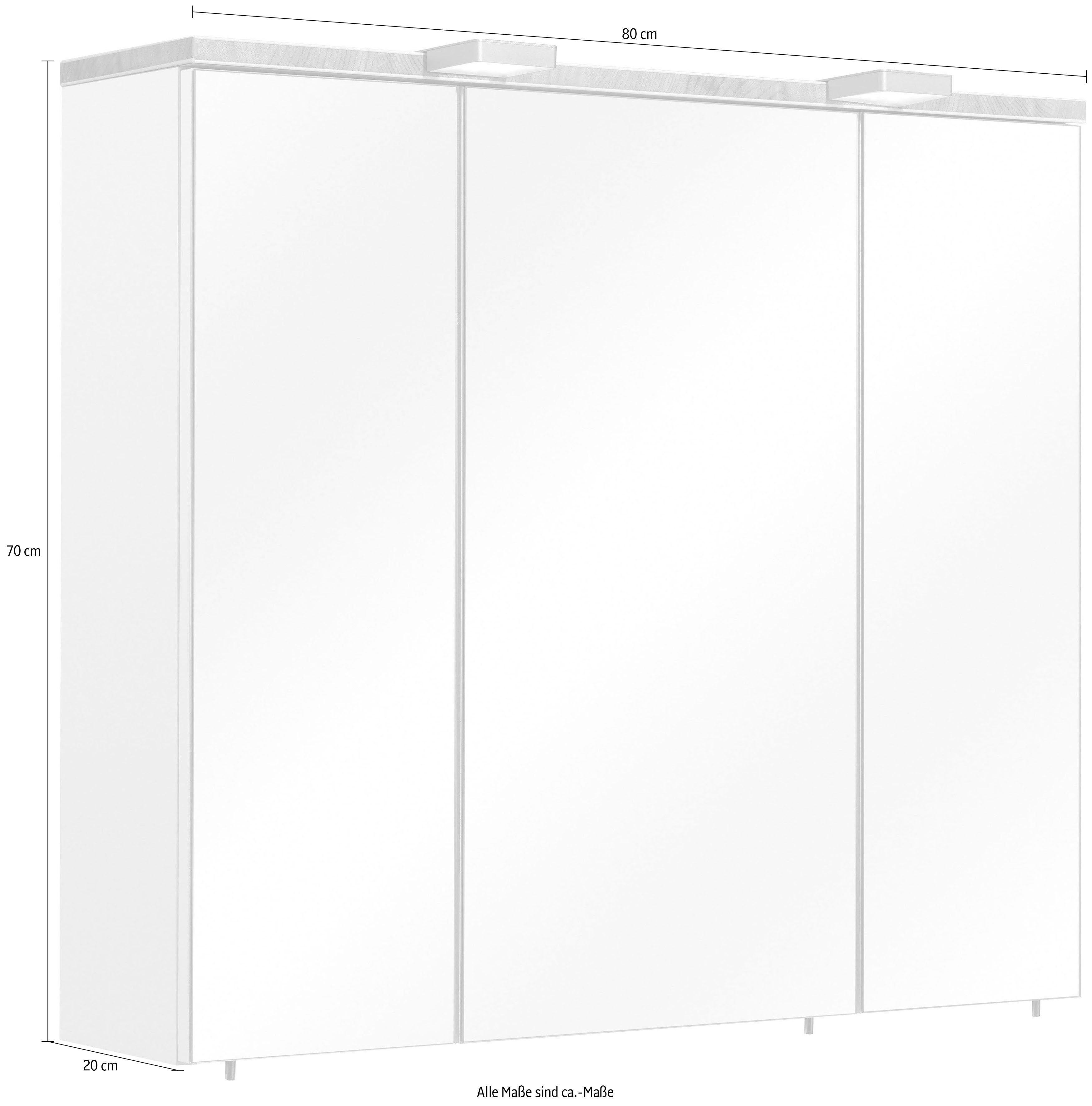 Saphir Spiegelkast Quickset 931 Badkamermeubel, 3 spiegeldeuren, 6 planken, 80 cm breed