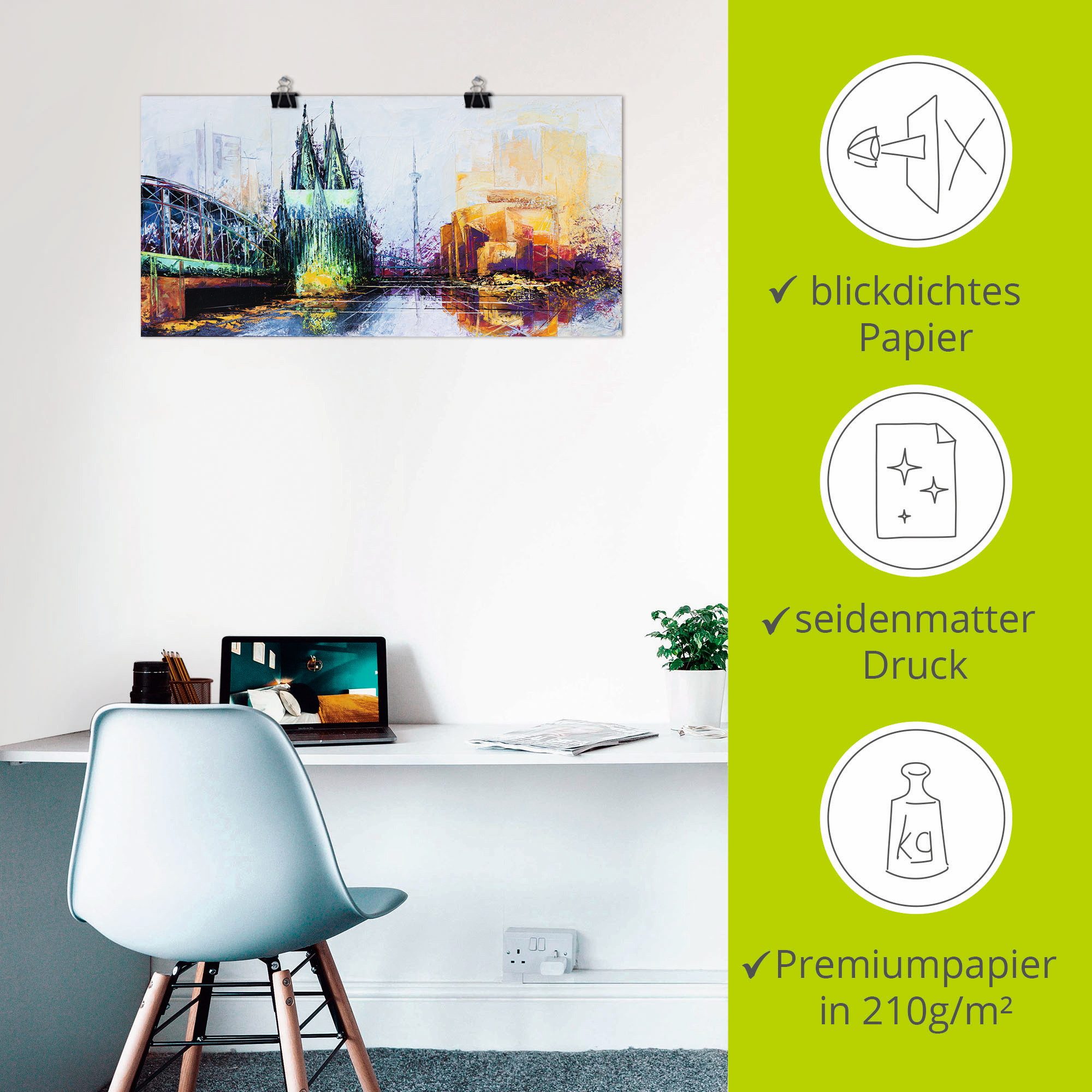 Artland Artprint Keulen Skyline als artprint op linnen, poster in verschillende formaten maten