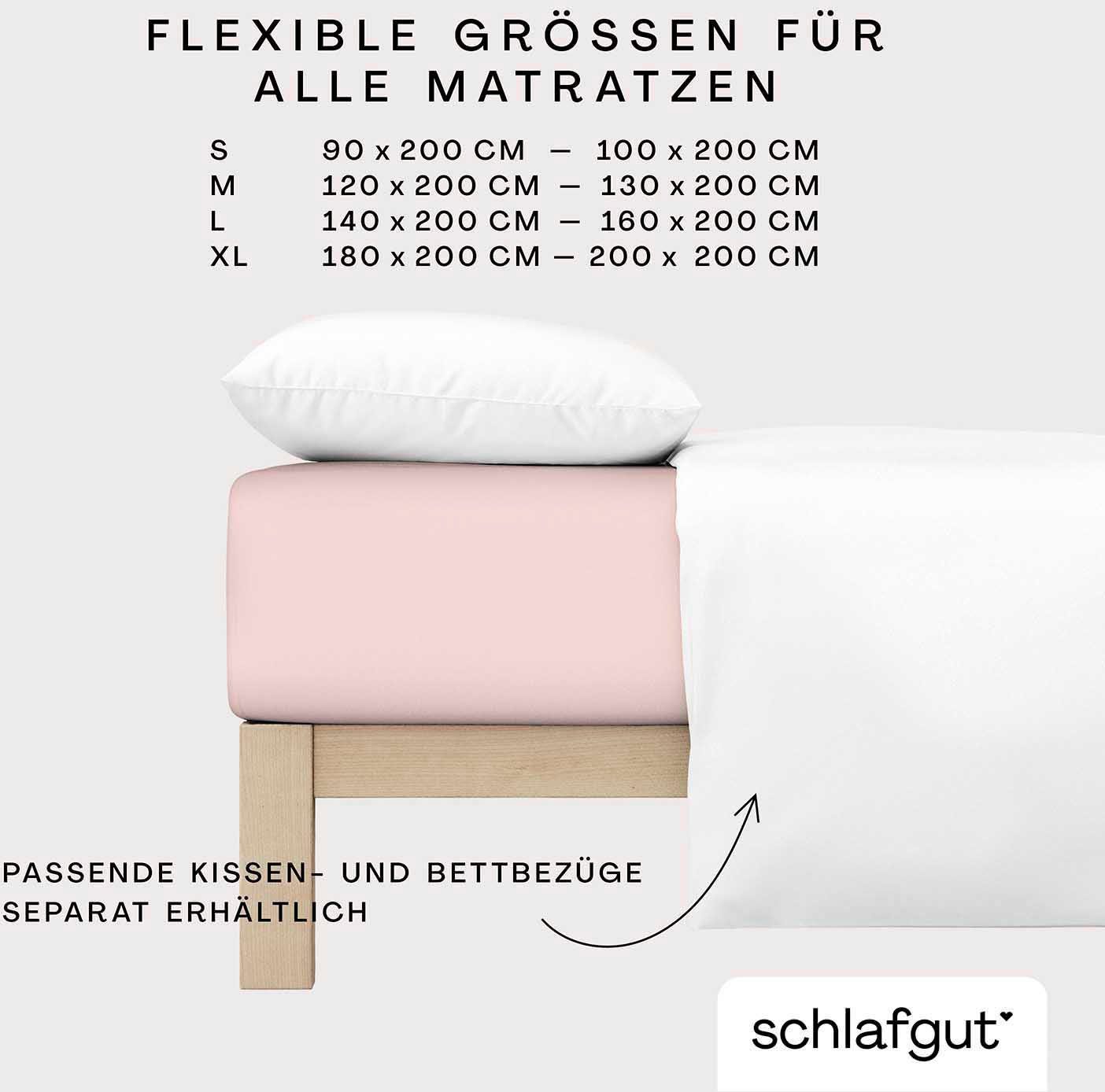 Schlafgut Hoeslaken CASUAL o.a. in maat 90x200, 140x200 of 180x200 cm, 100% biologisch katoen Dekbedovertrek voor matrassen tot 25 cm hoogte, betrouwbaar, duurzaam, zacht (1 stuk)