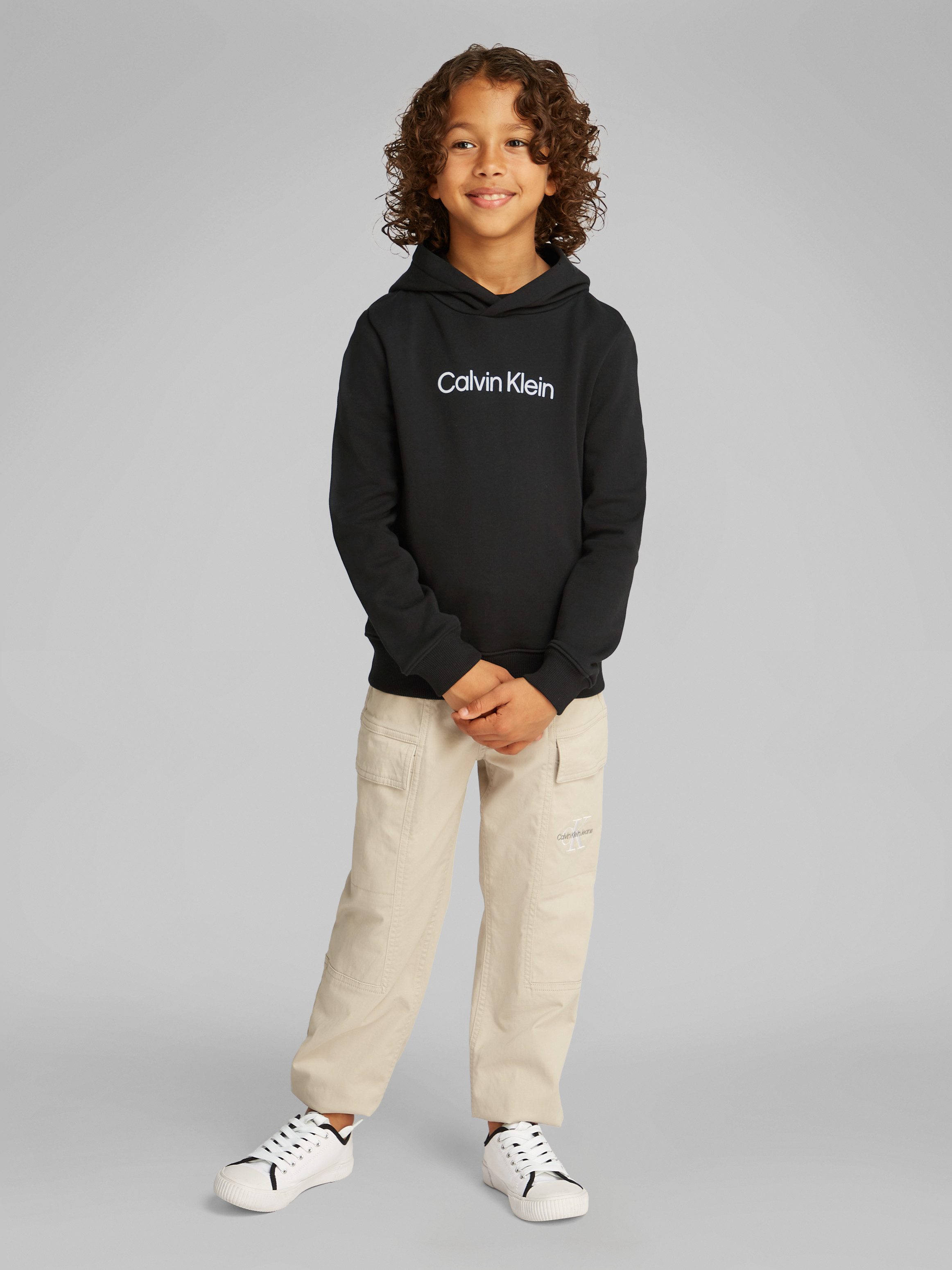 Calvin Klein Hoodie INST. LOGO REG. TERRY HOODIE voor kinderen tot 16 jaar en met logo-opdruk