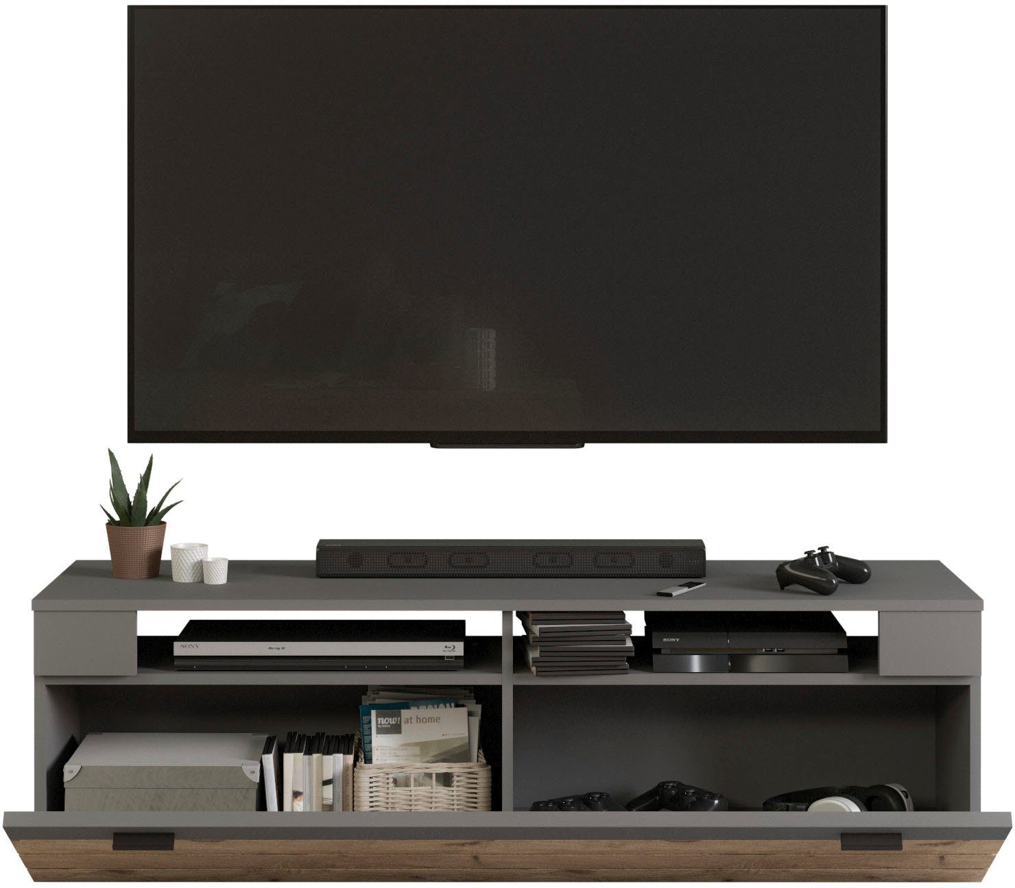 INOSIGN Wandmeubel Aalborg, breedte 350 cm, 2-kleurig, metalen handgrepen, 4-delig, bestaande uit: (4-delig)
