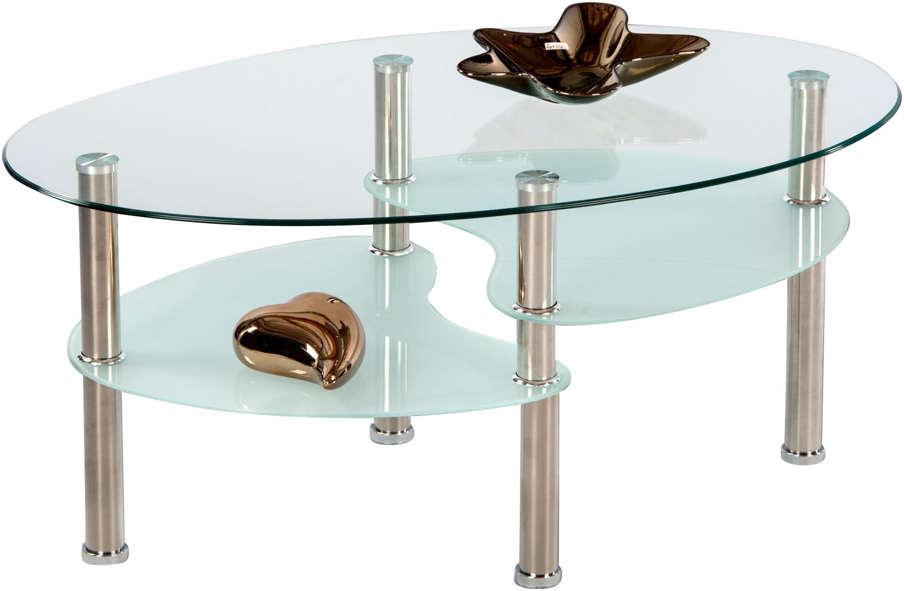 Stolkom Salontafel Wave glazen tafel, salontafel, bijzettafel glas BxHxD 90x41x55 cm