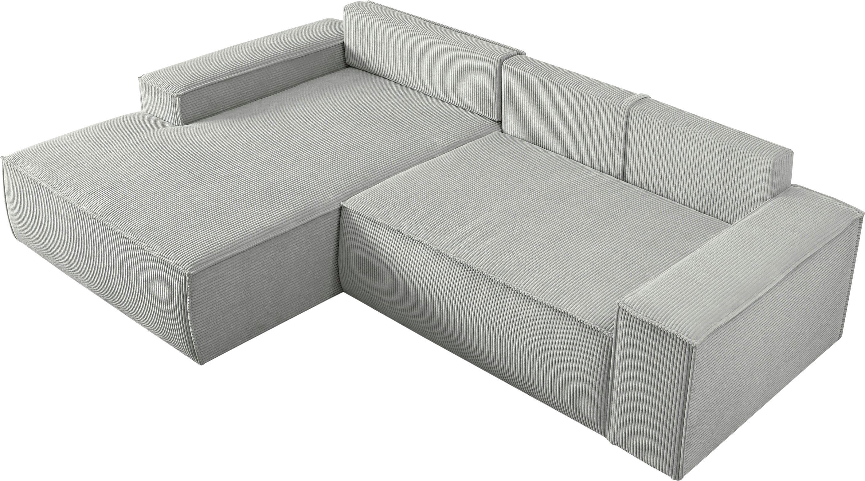 Home affaire Hoekbank SHERWOOD bedbank 267 cm, L-model, Slaapfunctie met bedlade (210x136 cm), cord, vintage, fluweel