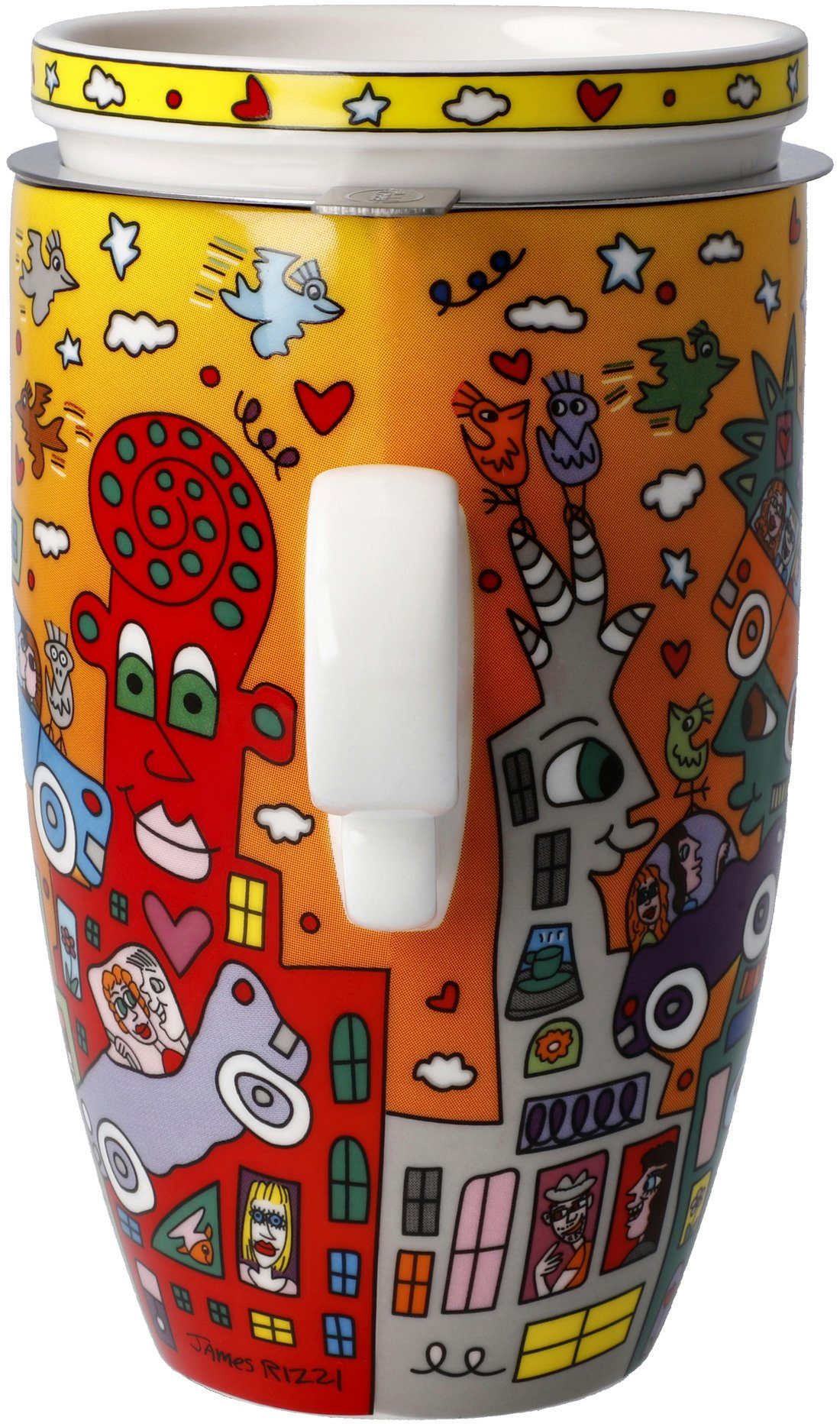 Goebel Kopje Rizzi Pop Art, theekop, James Rizzi - Niet om het verkeer heen komen