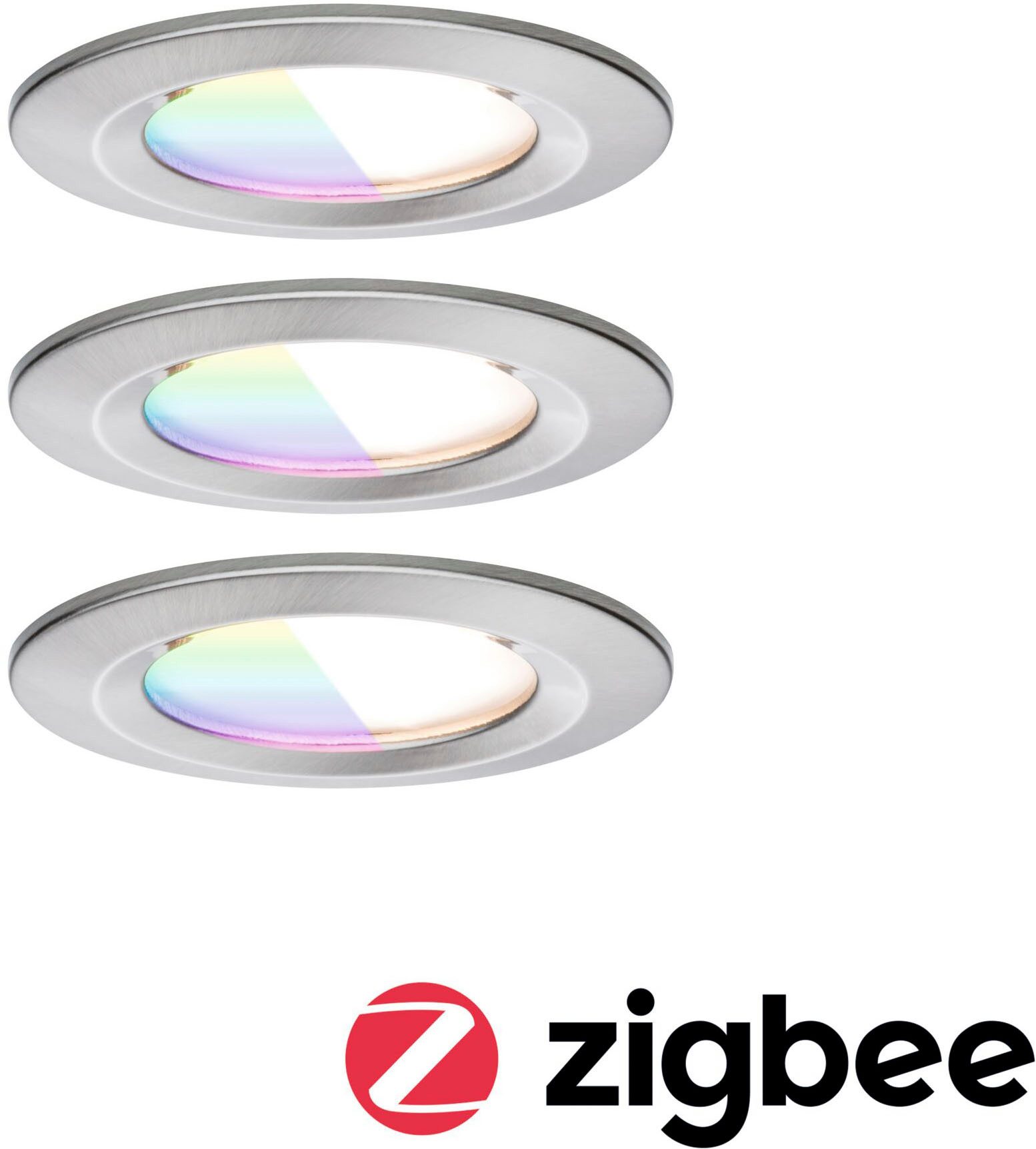 Paulmann Ledinbouwlamp LED inbouwlamp Nova Coin IP44 rond 78mm Geheugenfunctie, kleurwisselaar, kleurregeling, dimmer, smart home (3 stuks)