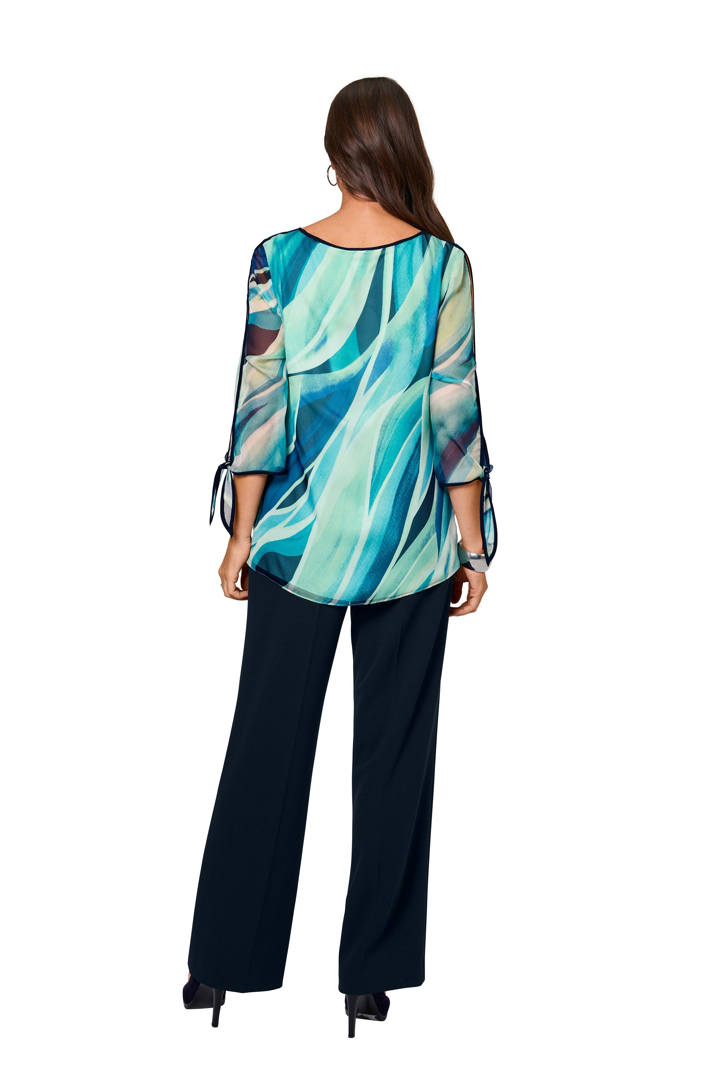 HERMANN LANGE Collection Gedessineerde blouse met bindband aan de mouwafsluiting