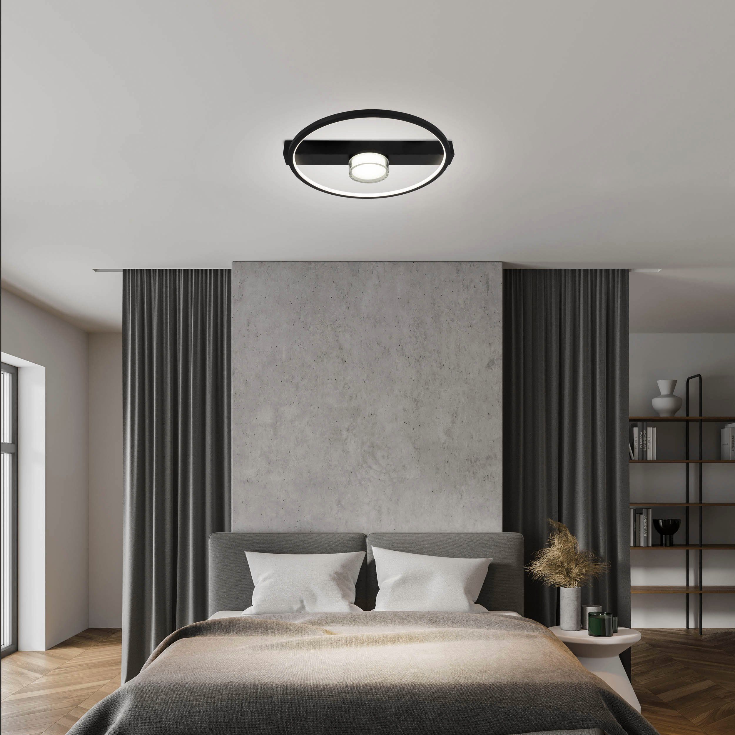 näve Led-plafondlamp Cimo traploos dimbaar via wandschakelaar, lichtkleur warmwit, zwart (1 stuk)