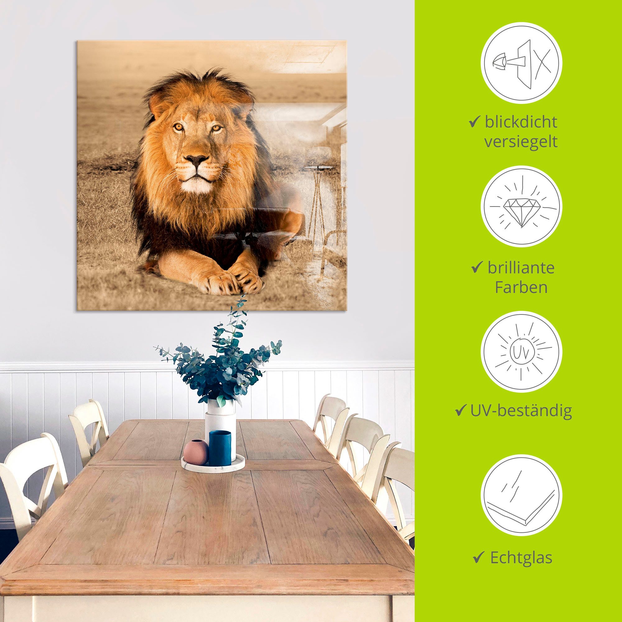 Artland Print op glas Leeuw