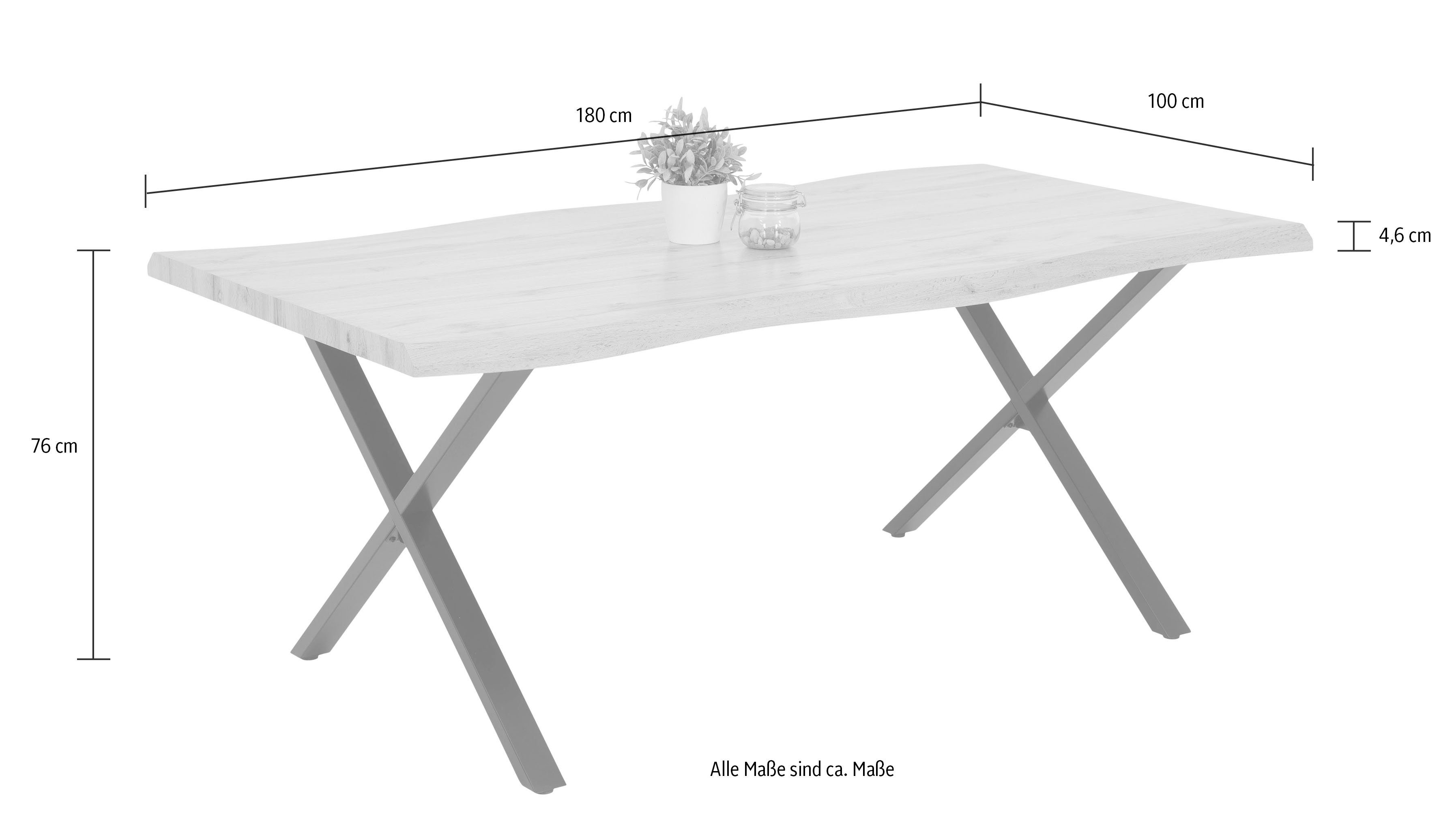 HELA Tafel met hout GERDA I Schaaldelen-look (Face Up)